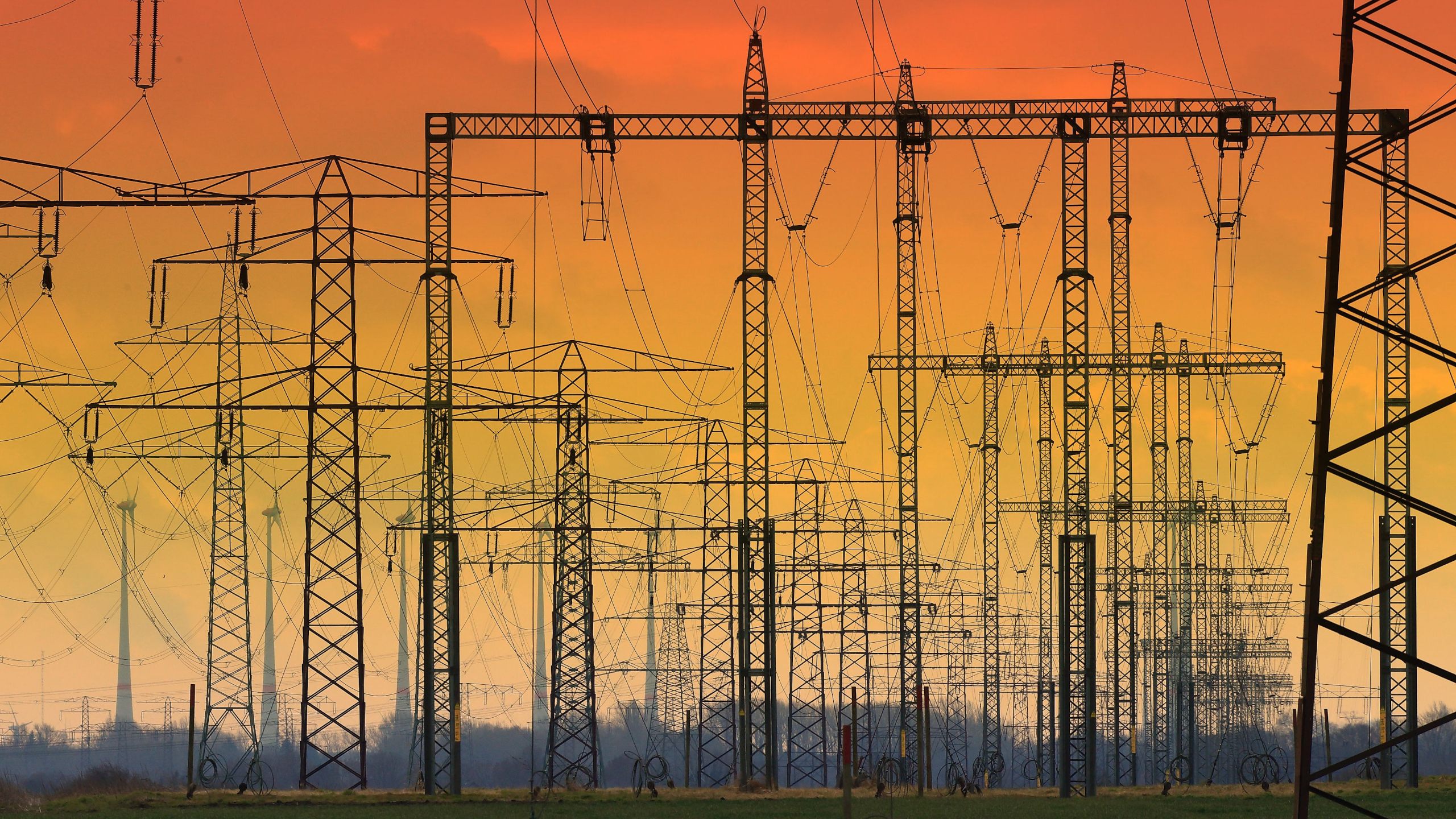 General 2560x1440 power lines structure sunset electricity technology pylon