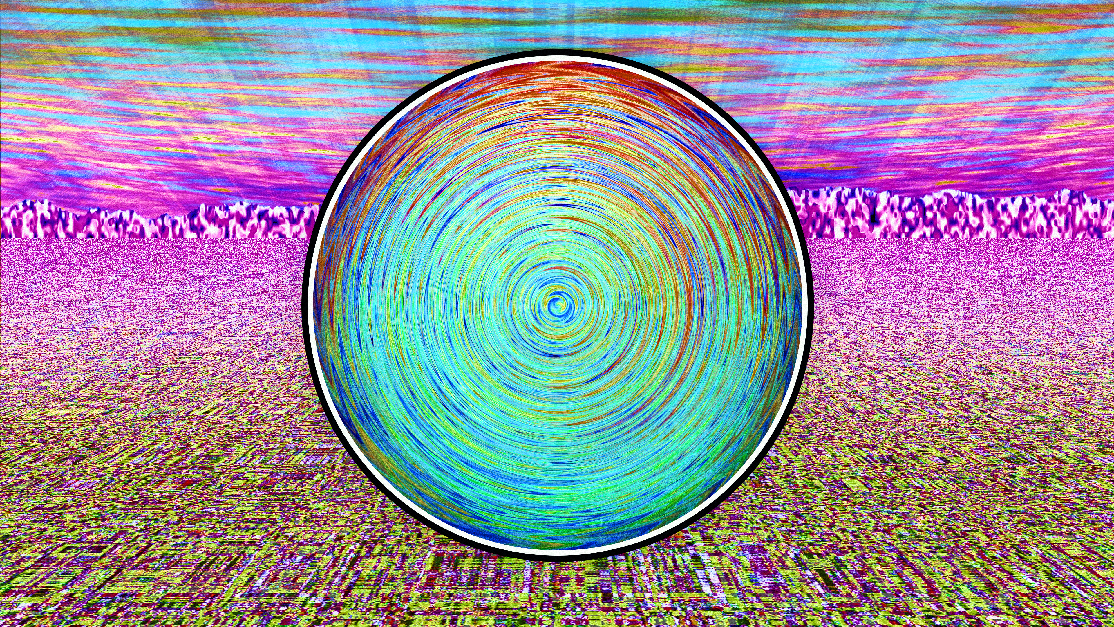 General 3840x2160 noise circle vaporwave glitch art abstract