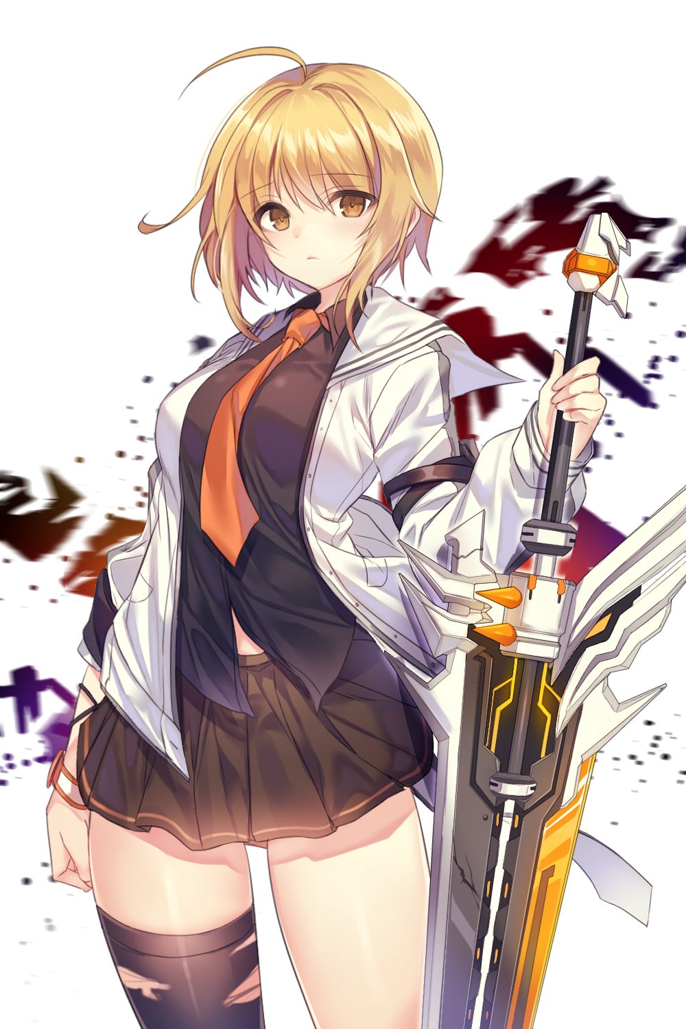 Anime 1000x1500 Soul Worker Haru Estia (Soul Worker) Maett school uniform sword short hair blonde brown eyes anime girls