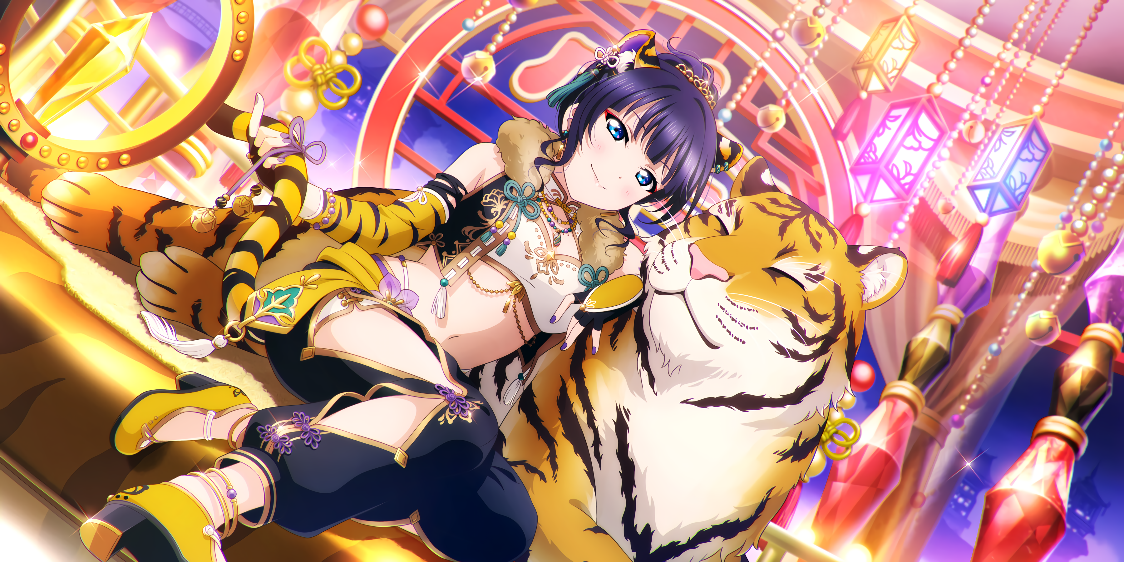 Anime 3600x1800 Love Live! Asaka Karin anime girls tiger