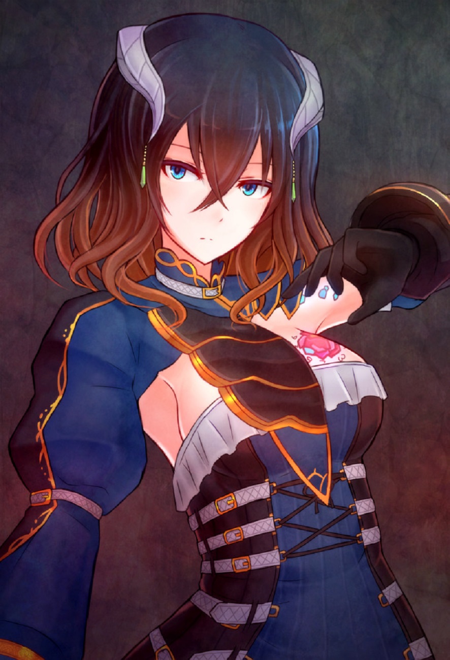 Anime 886x1300 Miriam (Bloodstained) Bloodstained: Ritual of the Night brunette gothic blue eyes horns anime girls
