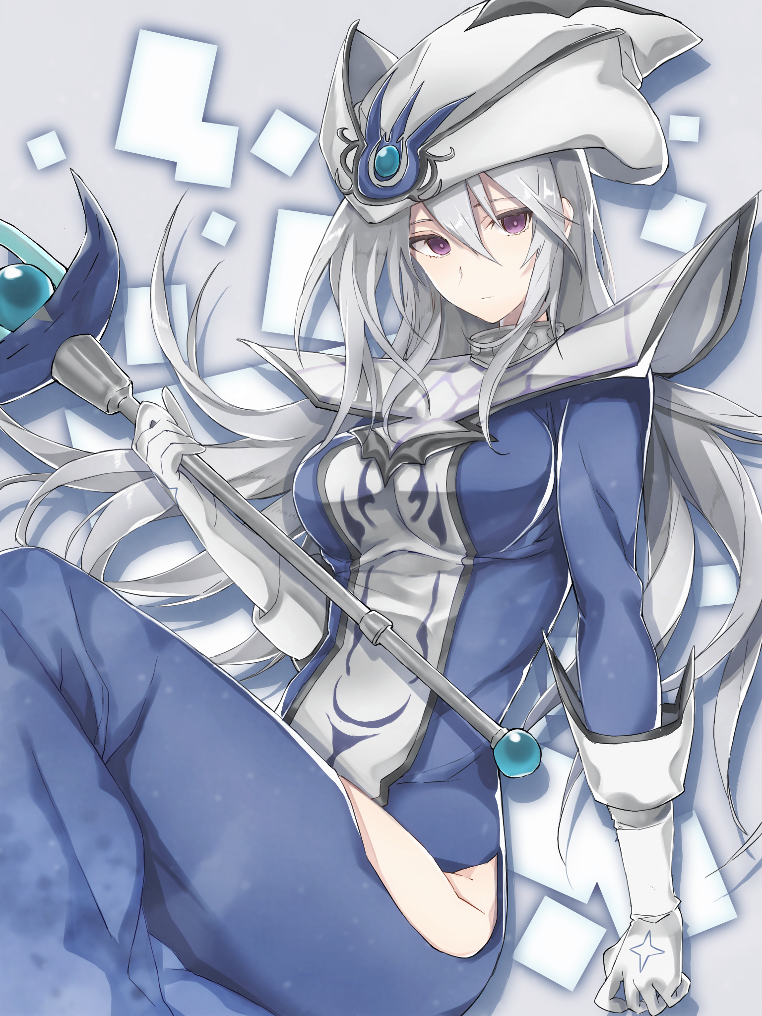 Anime 1536x2048 anime anime girls Yu-Gi-Oh! Silent Magician witch witch hat long hair white hair boobs