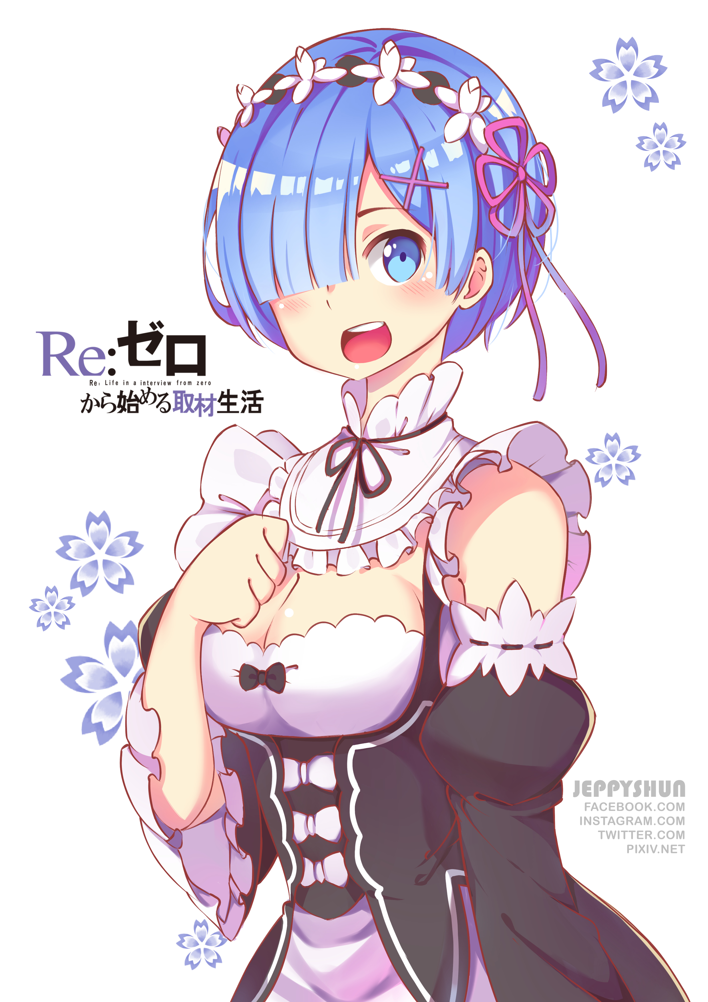 Anime 2480x3508 anime anime girls Re:Zero Kara Hajimeru Isekai Seikatsu Rem (Re:Zero) blue hair maid maid outfit