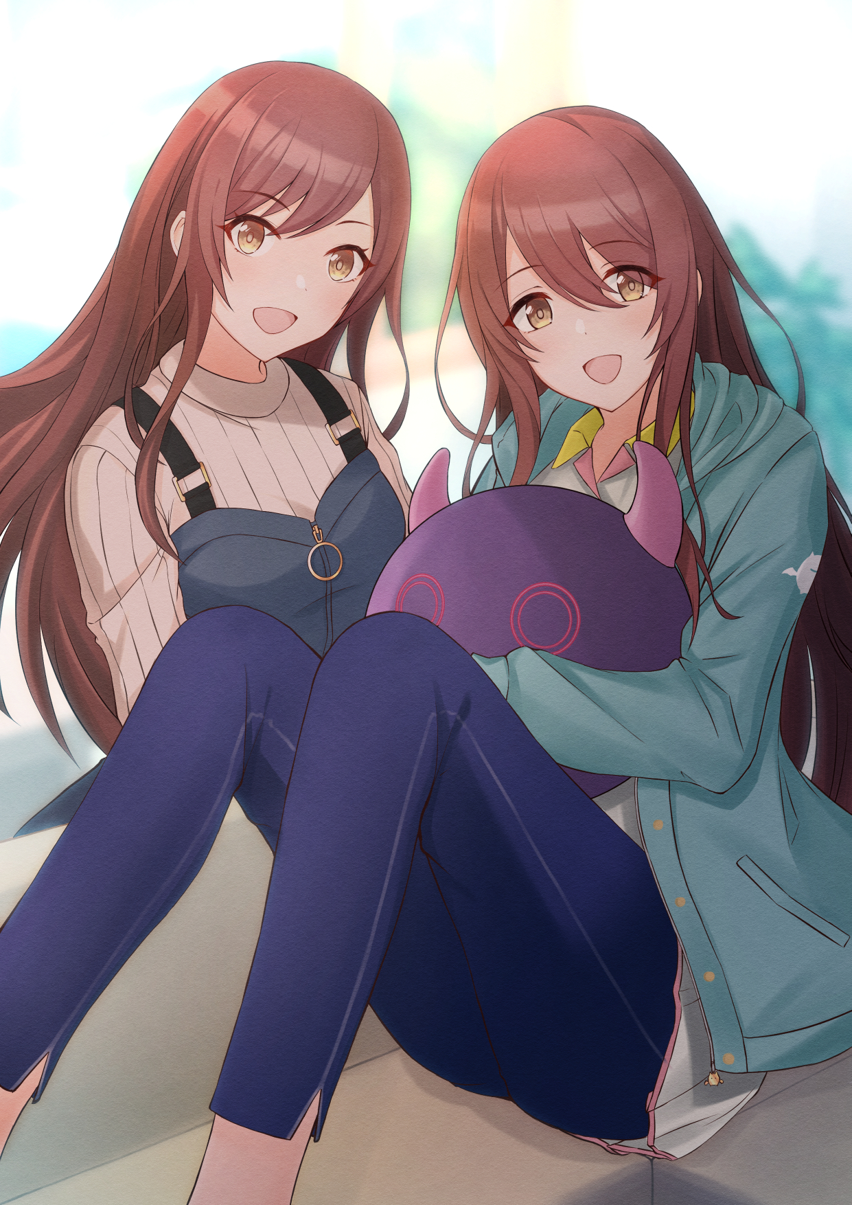 Anime 1241x1754 twins long hair brunette Oosaki Amana Oosaki Tenka THE iDOLM@STER THE iDOLM@STER: Shiny Colors anime anime girls