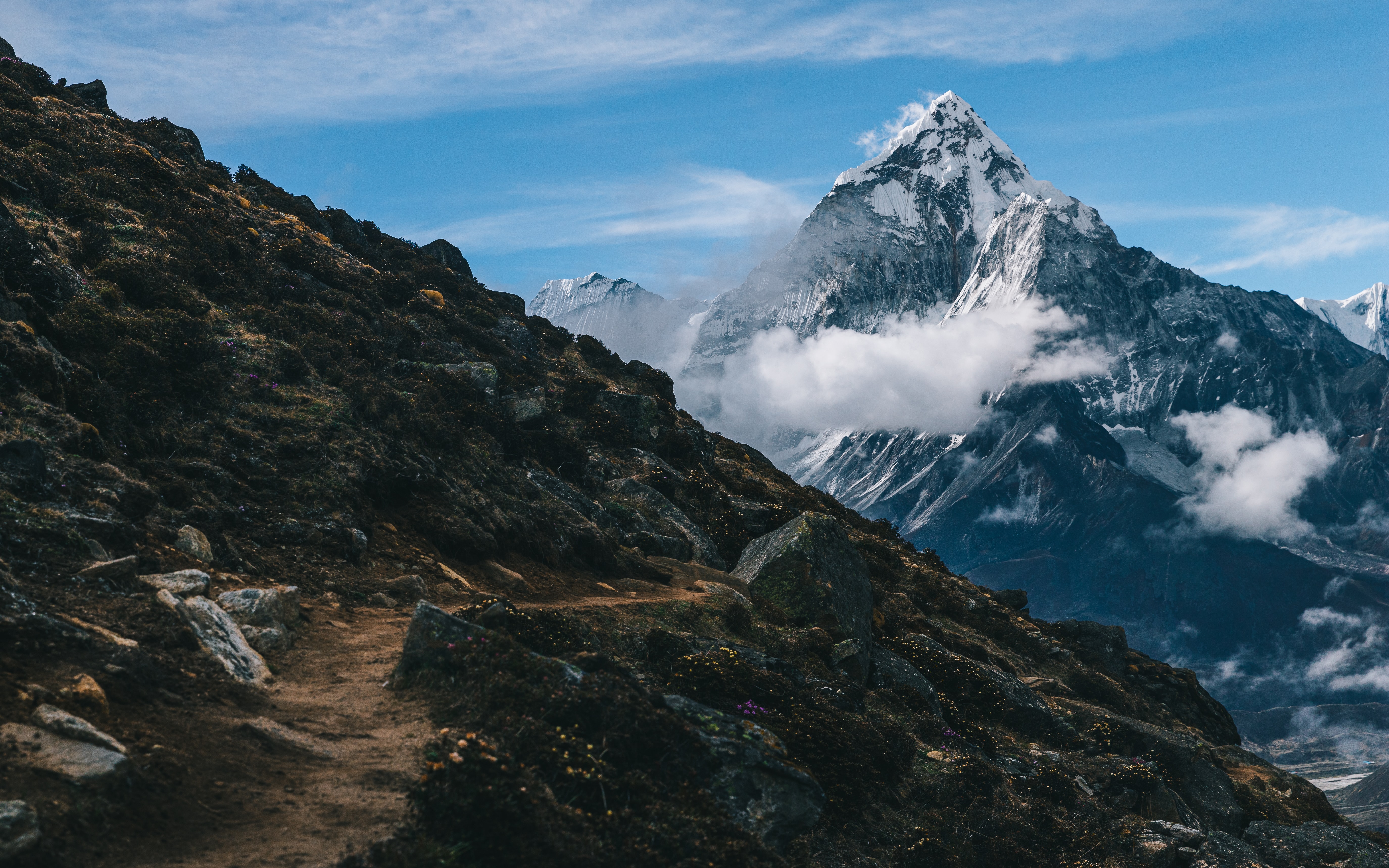 General 5499x3437 landscape nature mountains snow rocks Mount Everest Nepal path