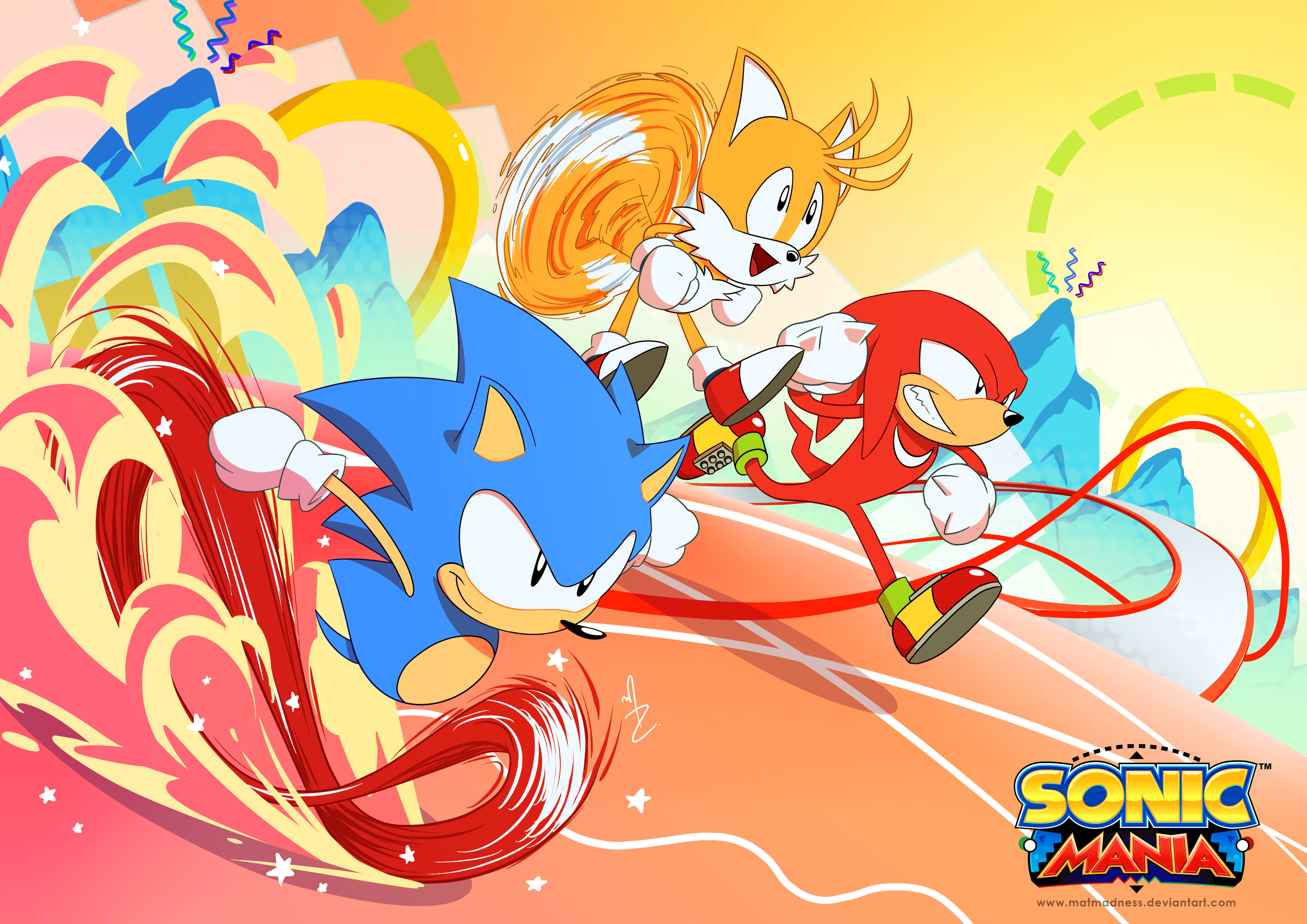 General 3507x2480 Sonic Sonic the Hedgehog Sonic Mania Sonic Mania Adventures Tails (character) Knuckles video game art video game characters Sega comic art Mania
