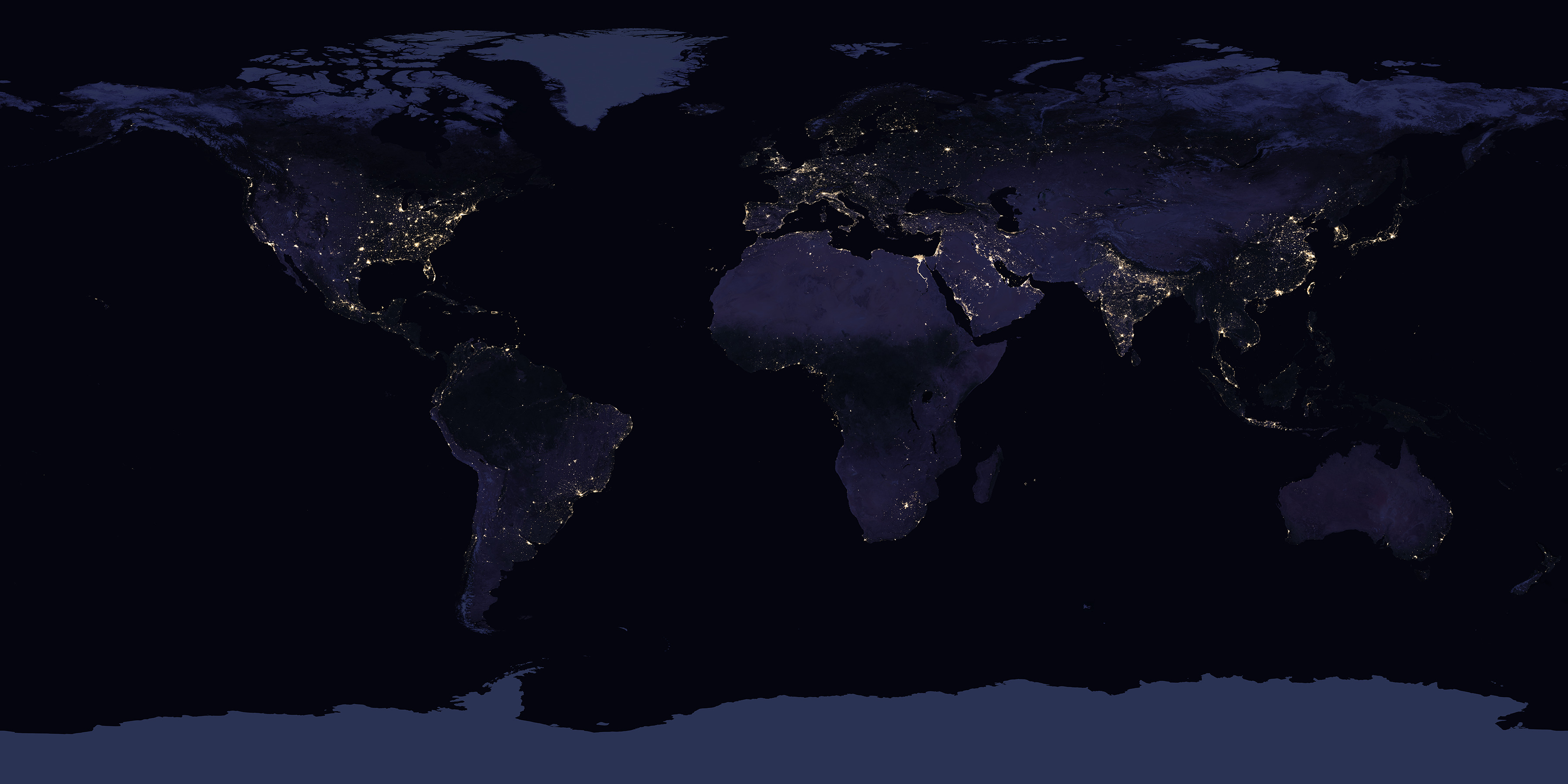 General 3600x1800 world map night continents blue digital art low light