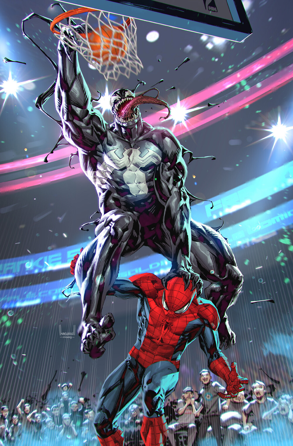 General 1000x1518 Kael Ngu ArtStation artwork comic art Venom Spider-Man antiheroes hero superhero basketball ball portrait display digital art