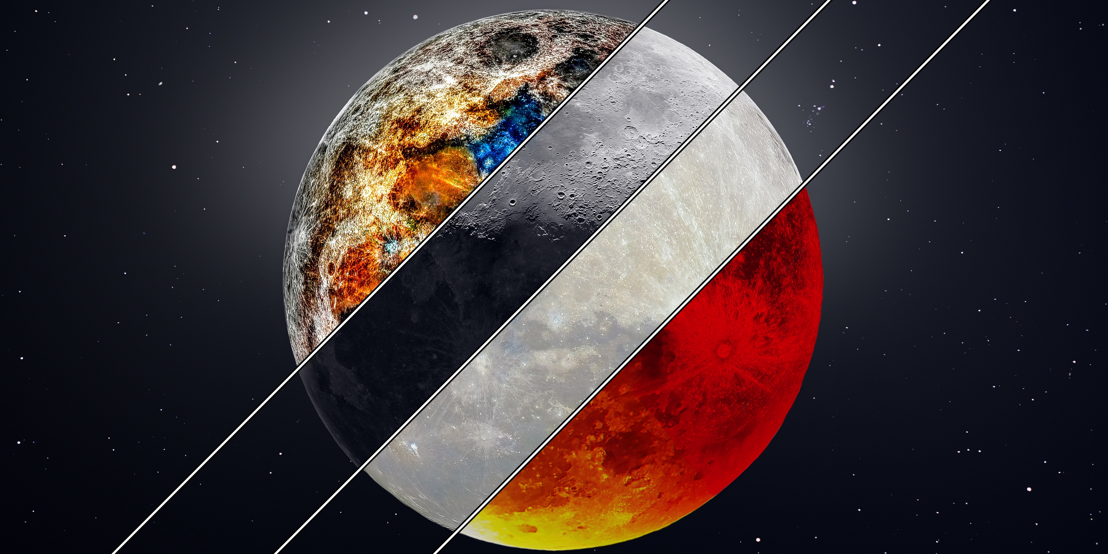 General 3840x1920 space Moon artwork photography stars