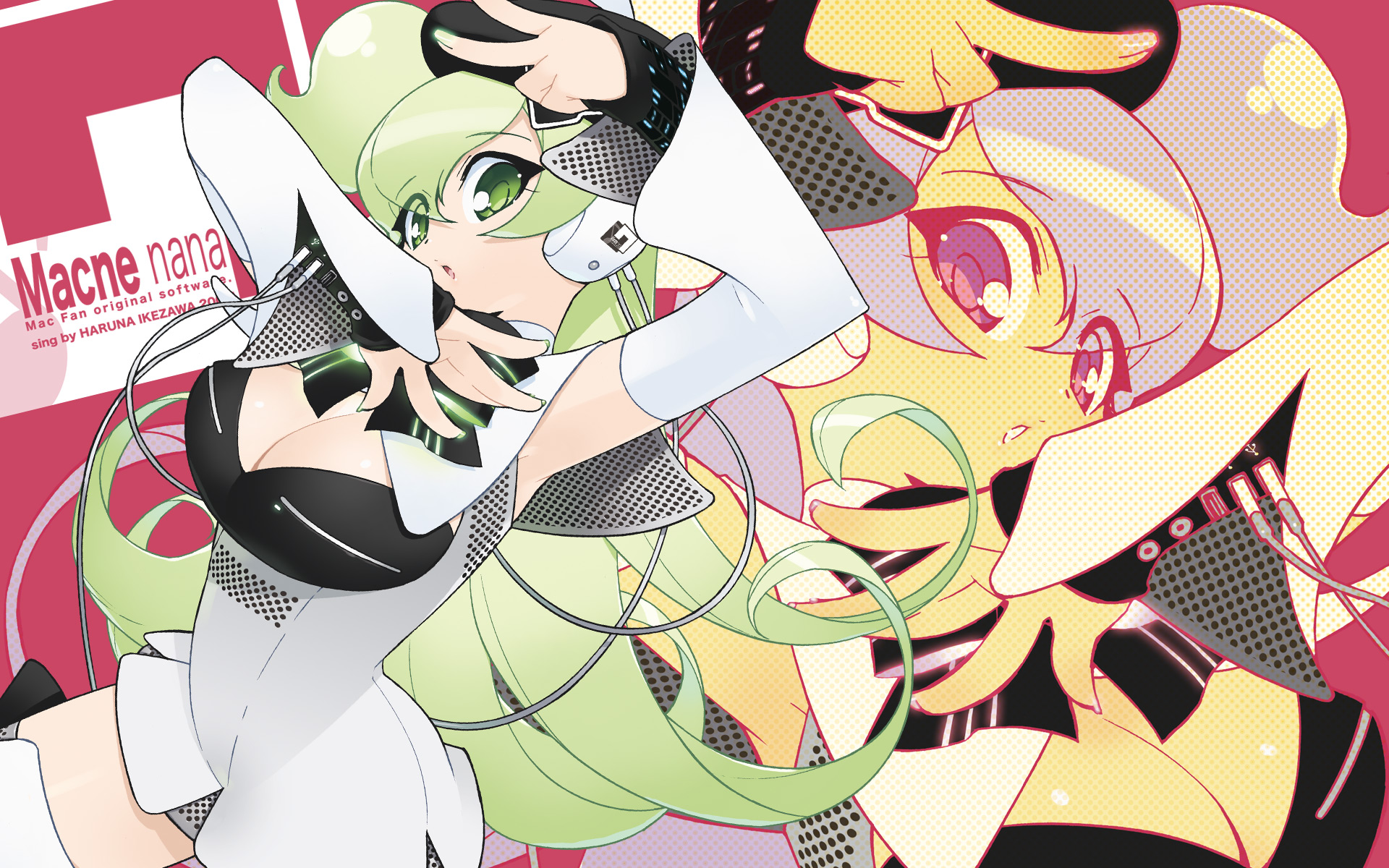 Anime 1920x1200 Macloid Vocaloid anime girls anime green eyes green hair long hair
