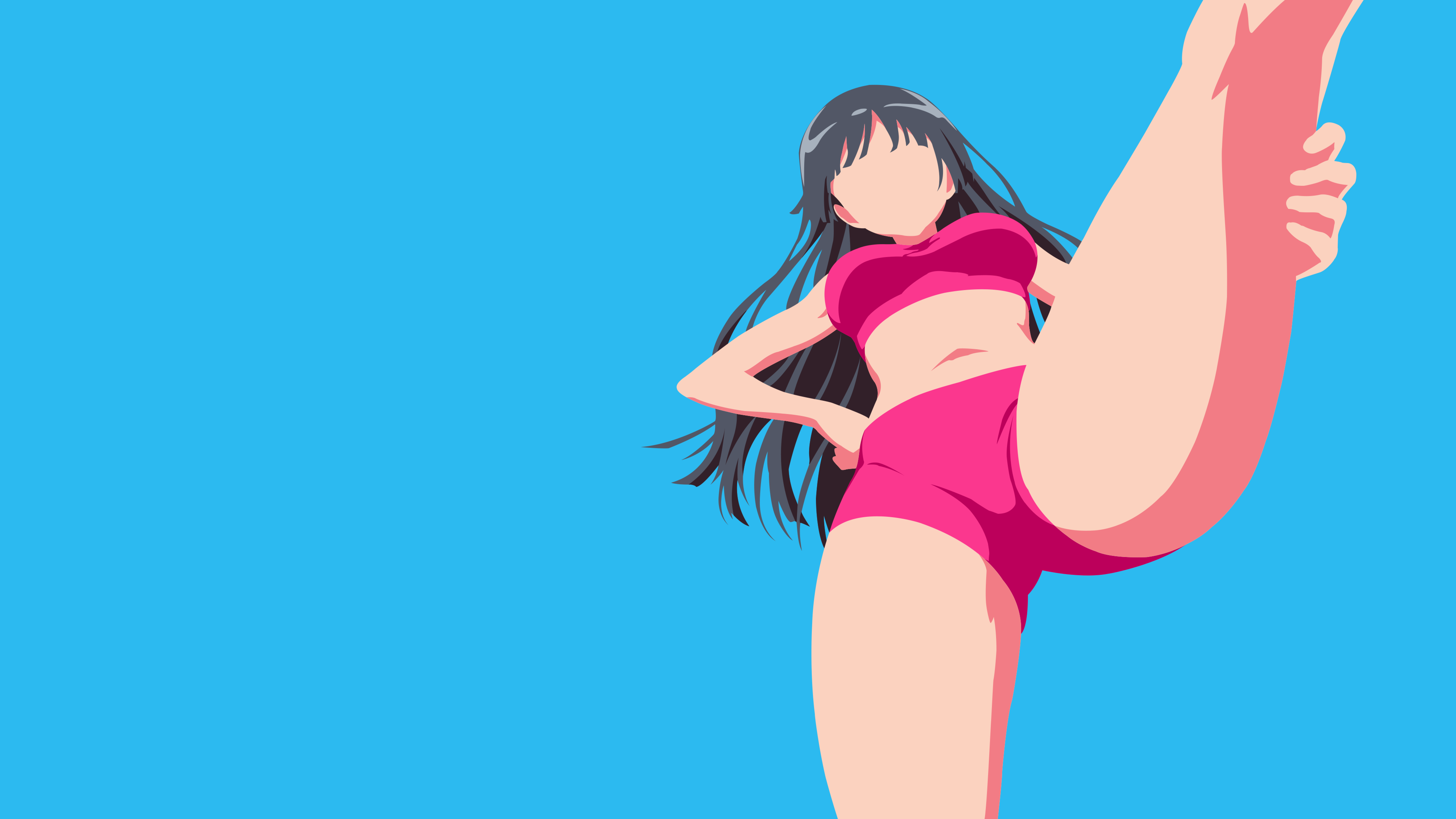 Anime 3840x2160 anime anime girls Dumbbell Nan Kilo Moteru? Akemi Souryuuin minimalism cyan cyan background