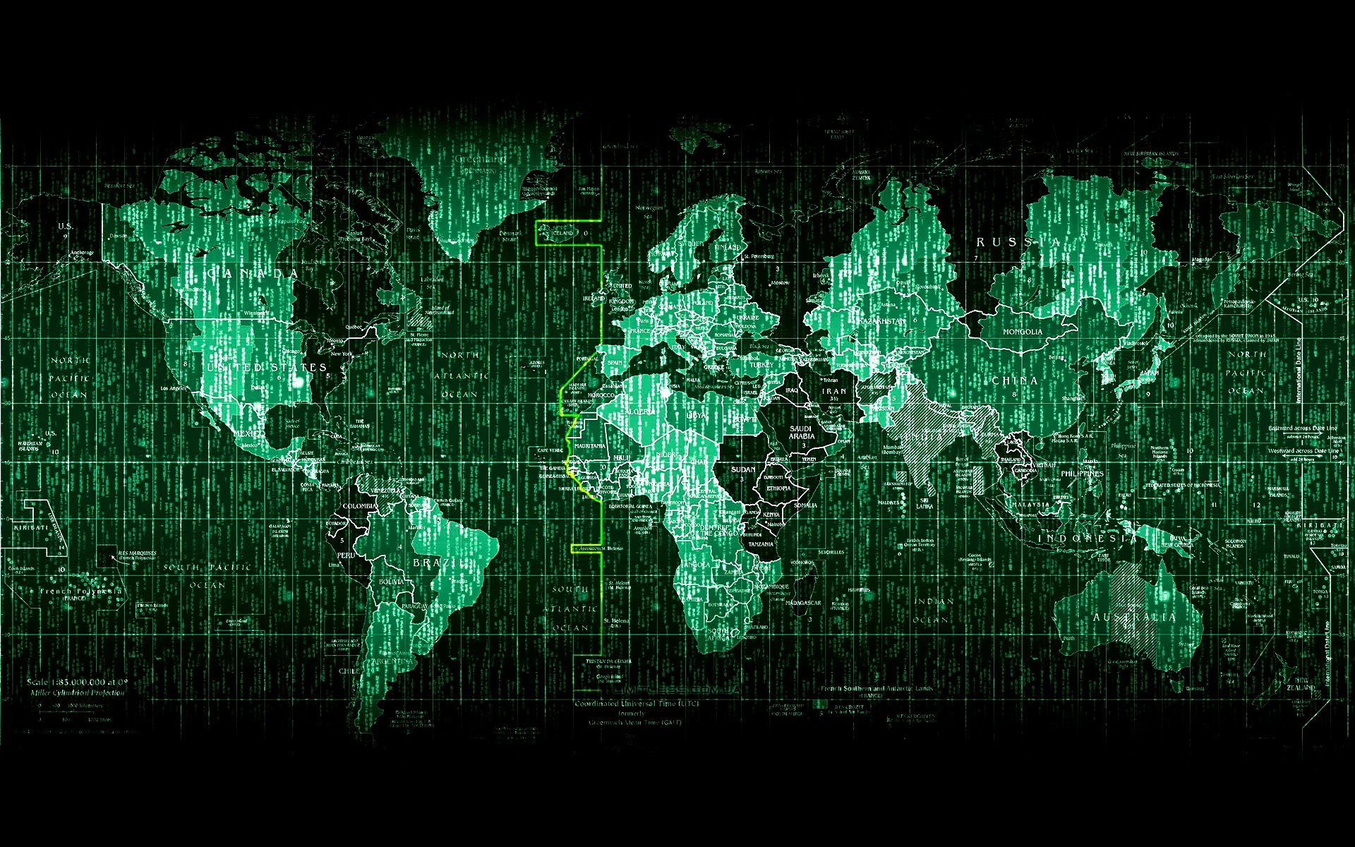 General 1920x1200 hackers Anonymous (hacker group) green time zones world map grid map Digital Grid digital art