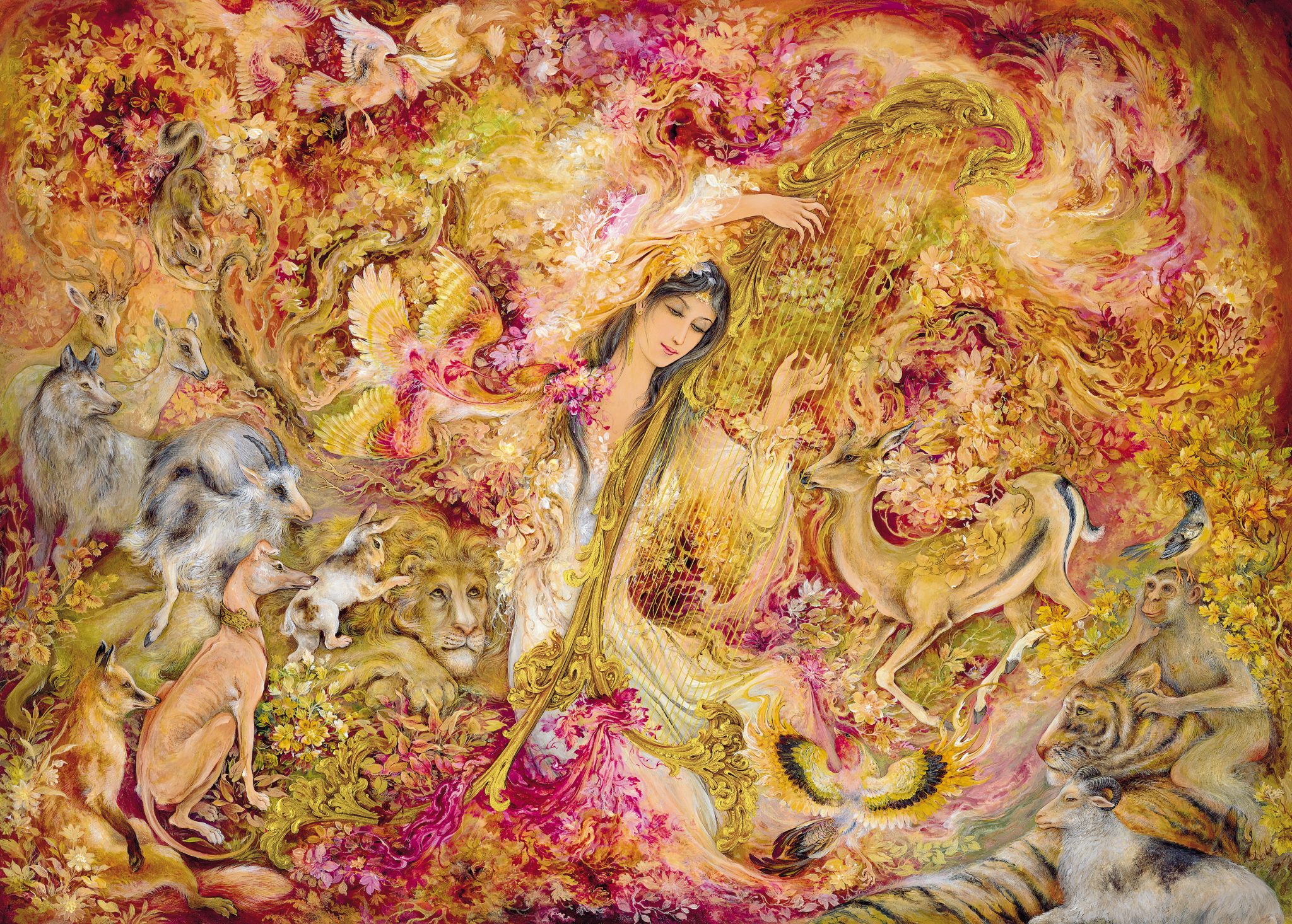 General 2048x1466 Iran painting women fantasy girl animals fantasy art