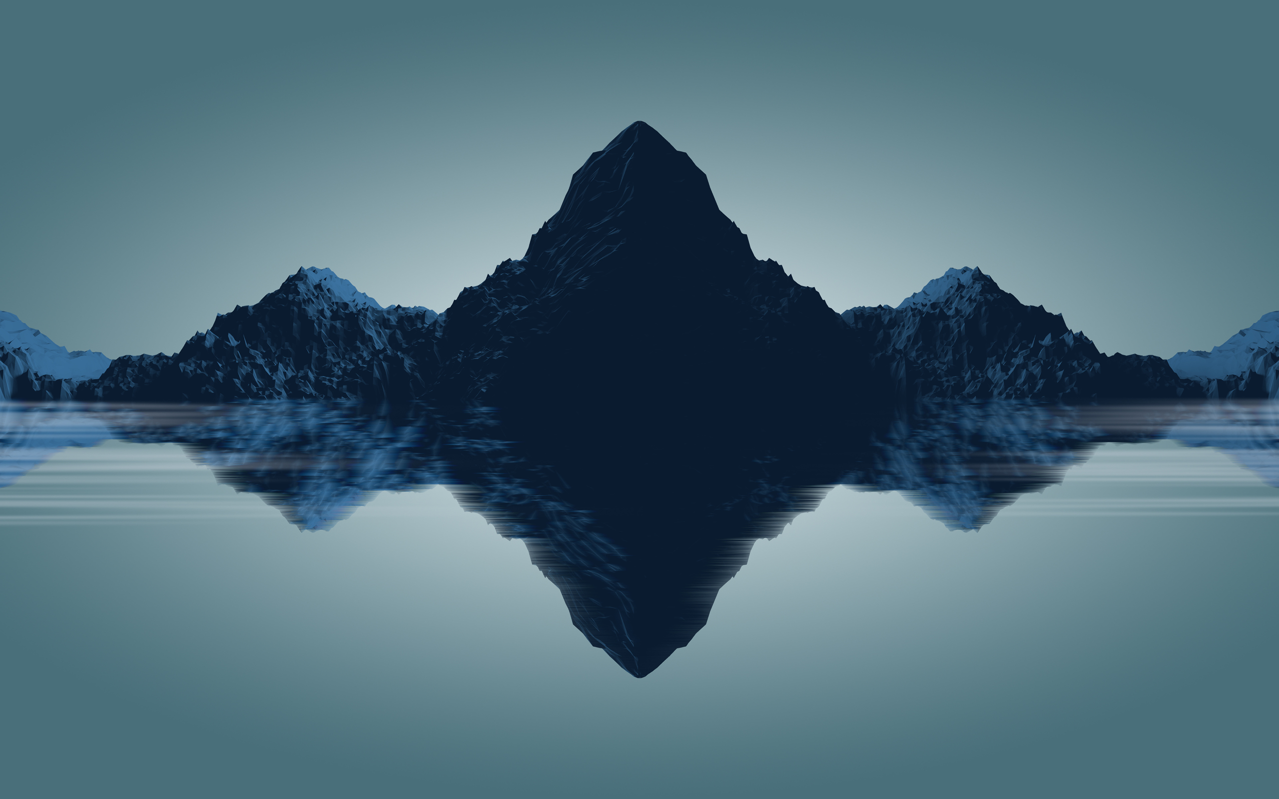 General 2560x1600 nature mountains sea centered symmetry reflection low light