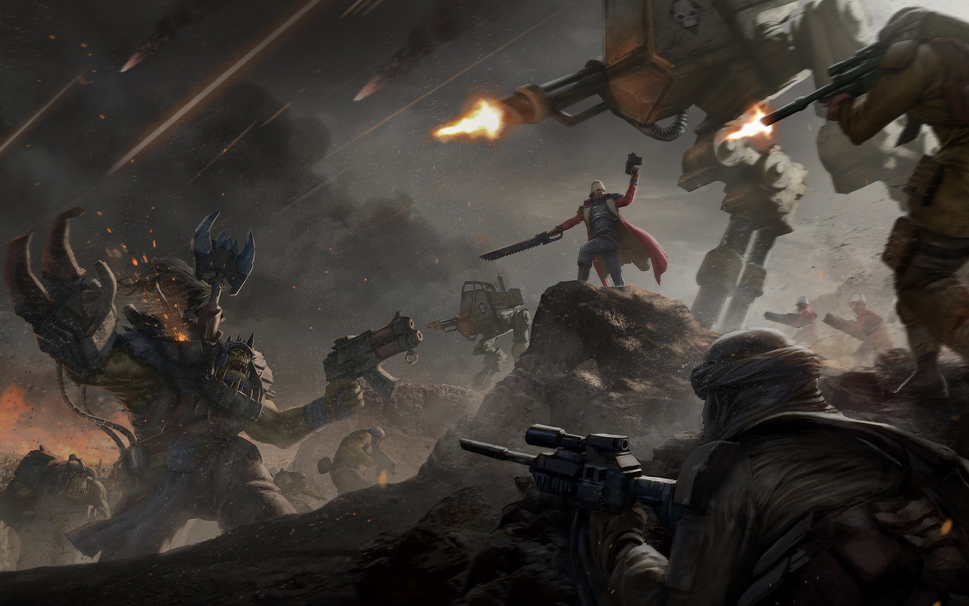 General 1920x1200 video games CGI Warhammer Warhammer 40,000 orcs fantasy art war battle futuristic