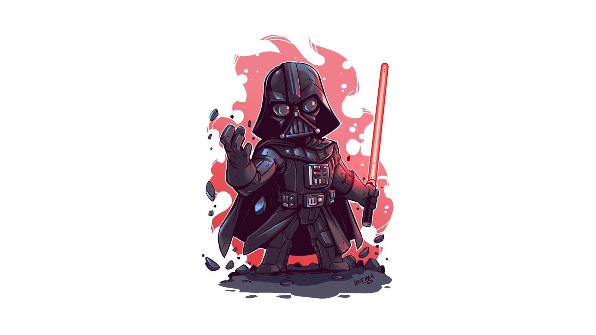 General 1920x1080 Darth Vader Star Wars simple background white background artwork Derek Laufman Star Wars Villains lightsaber