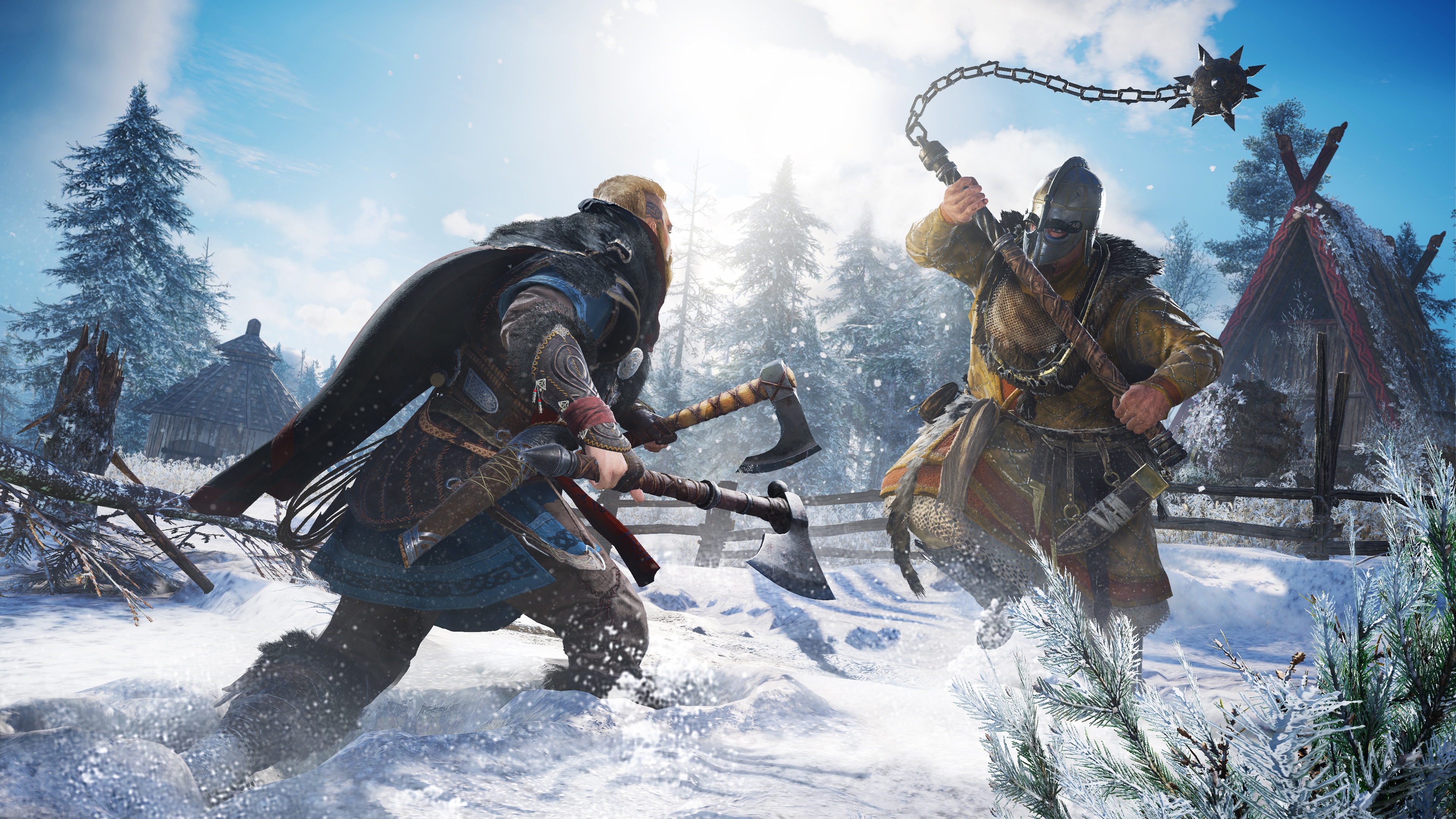 General 3840x2160 Assassin's Creed: Valhalla video games video game art digital art viking Axe (Dota 2) snow