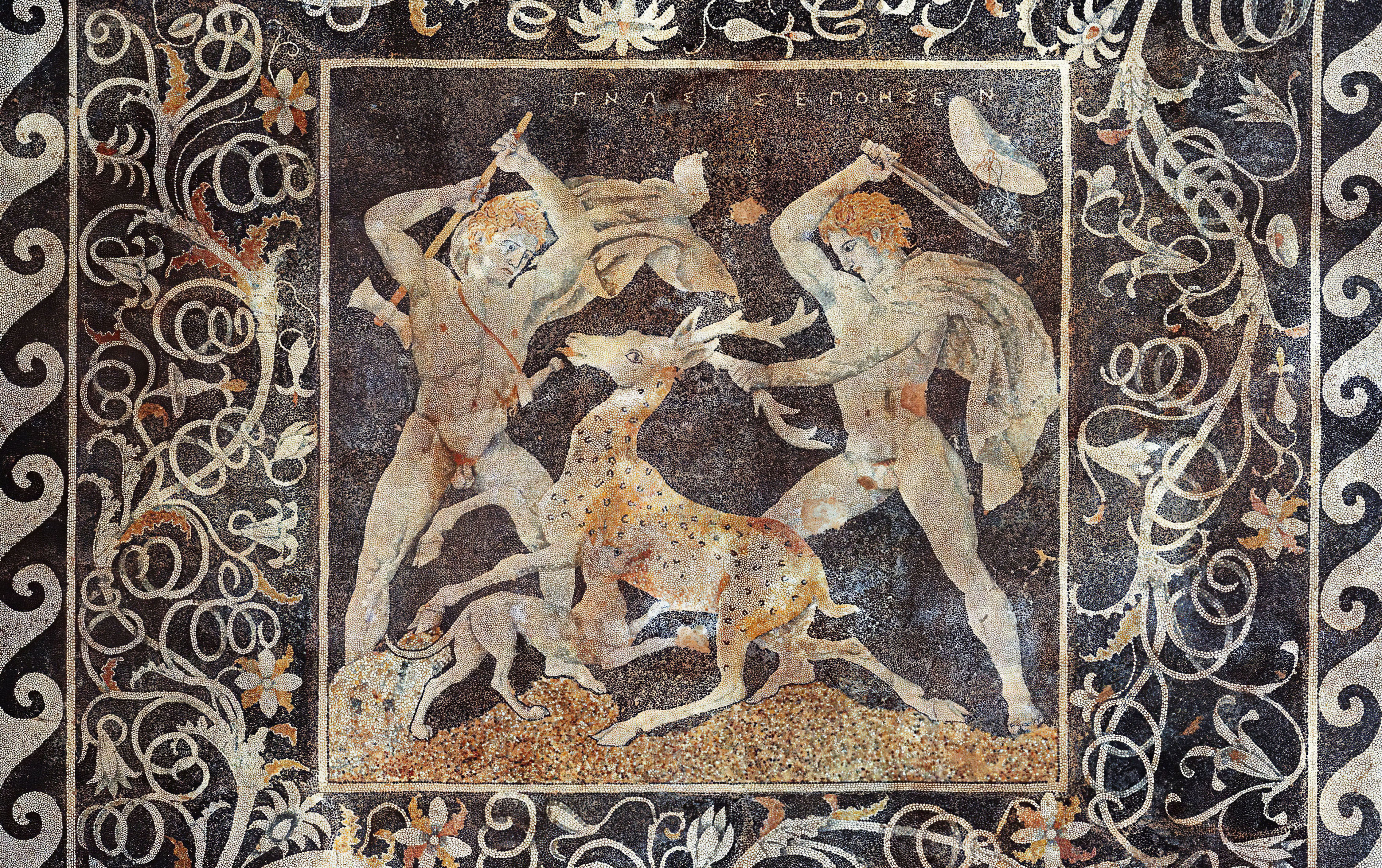 General 4500x2827 mosaic ancient greece ancient Greek stags Stag Hunt Mosaic Alexander the Great