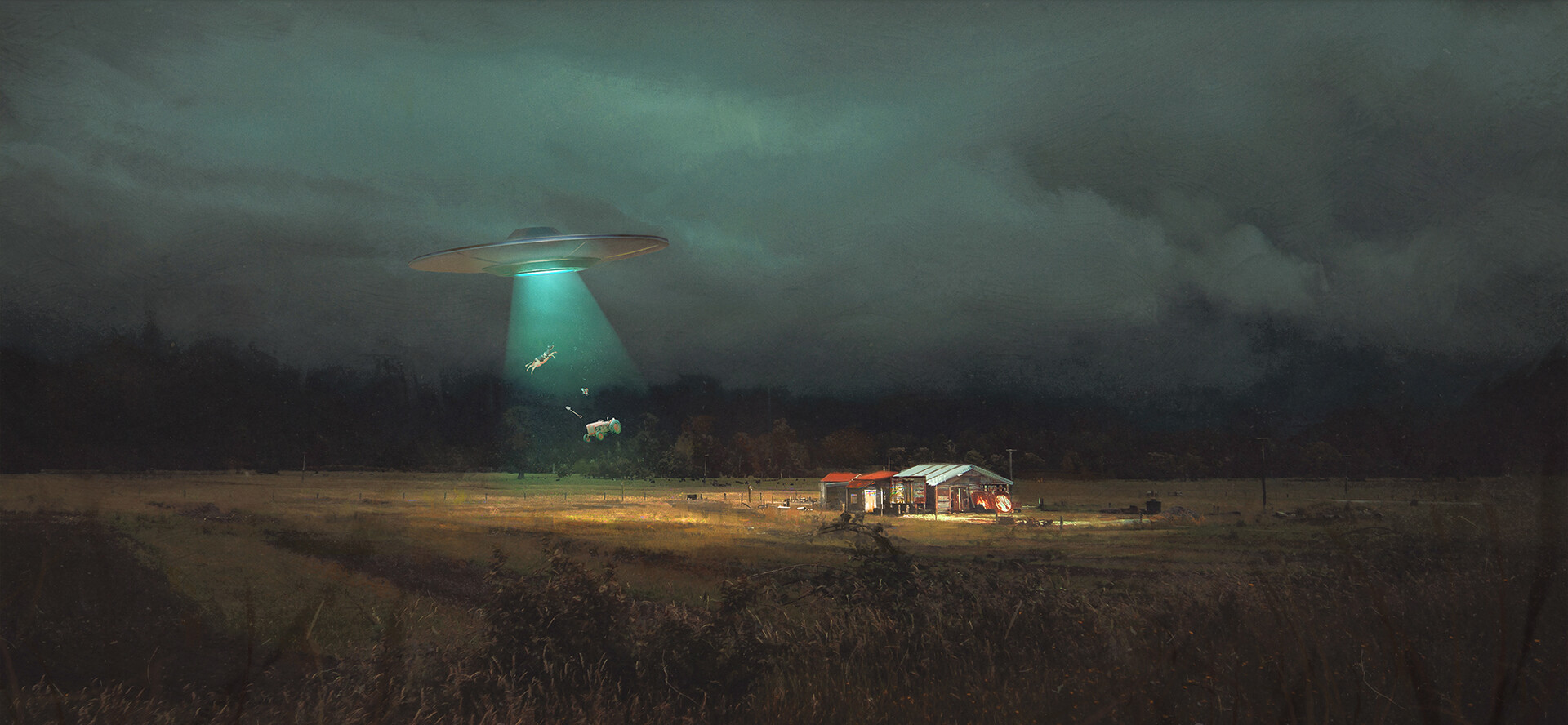 General 1920x888 digital art space UFO vehicle artwork science fiction