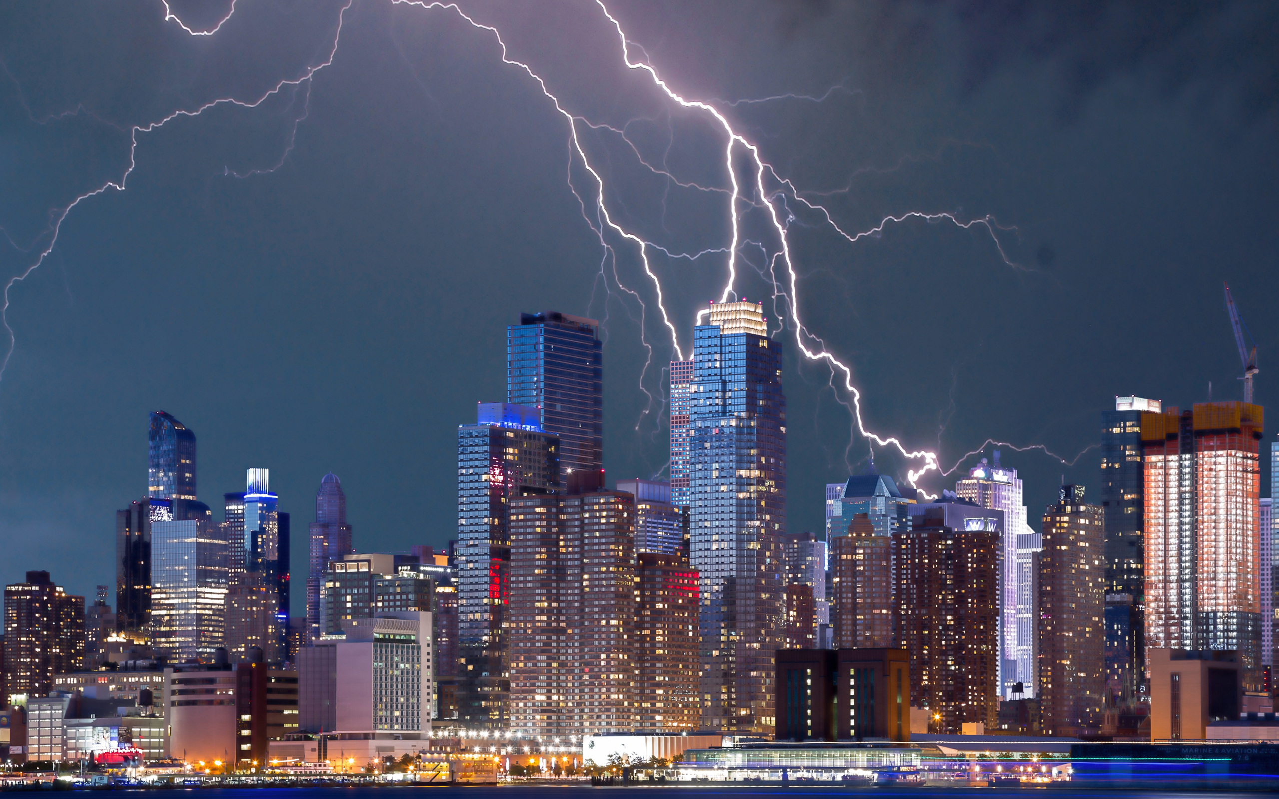 General 2560x1600 lightning lightning bolt New York City urban nature cityscape