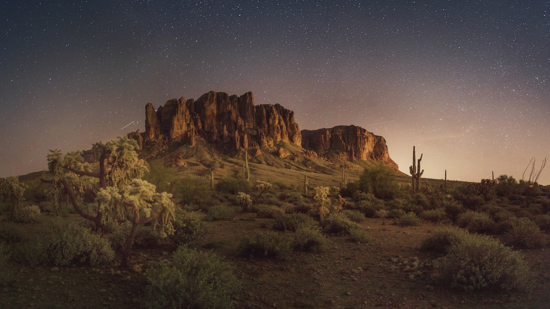 General 1920x1080 mountains desert stars natural light landscape Saguaro Arizona
