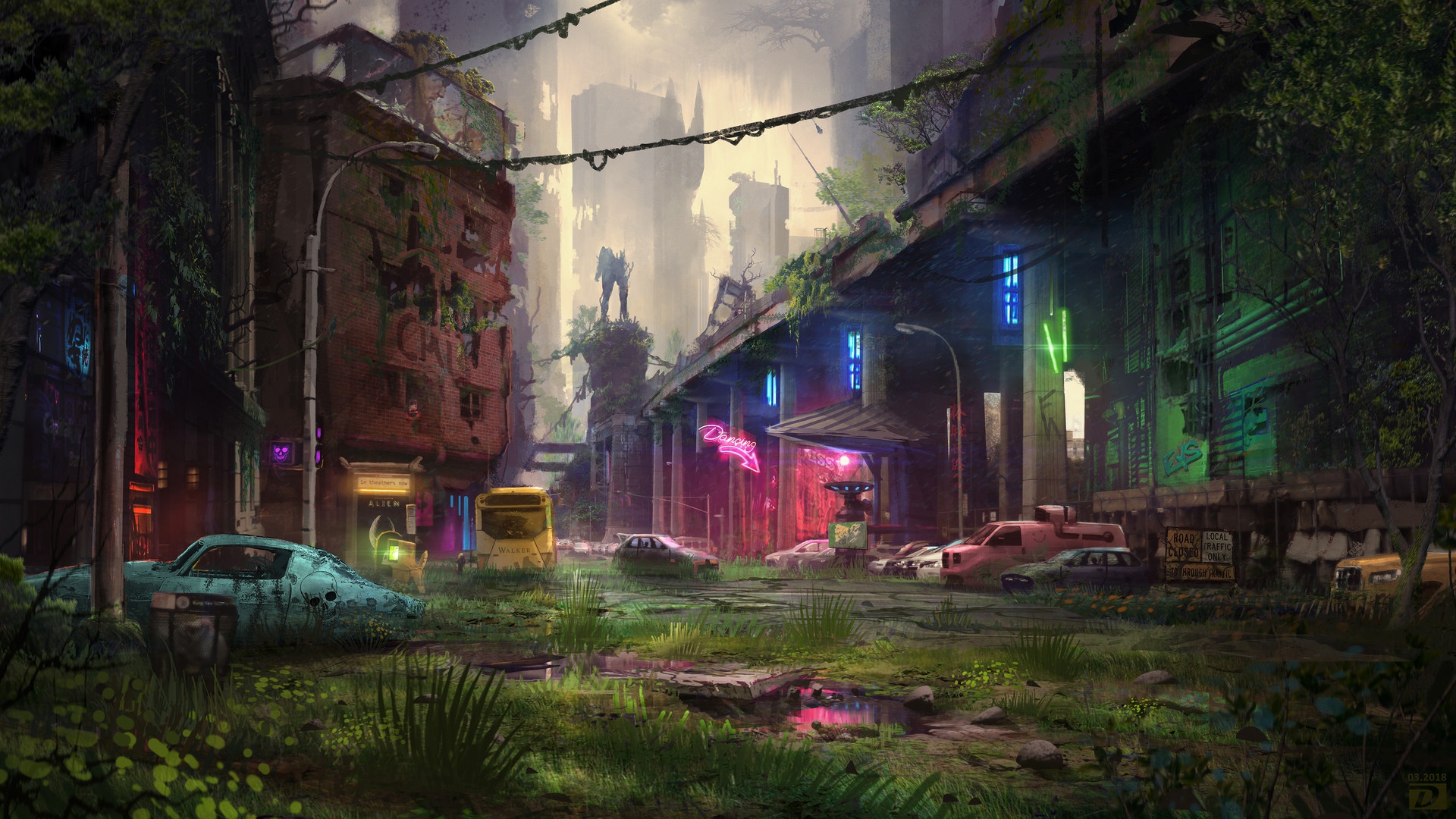 General 1920x1080 futuristic cityscape ruins apocalyptic digital art science fiction