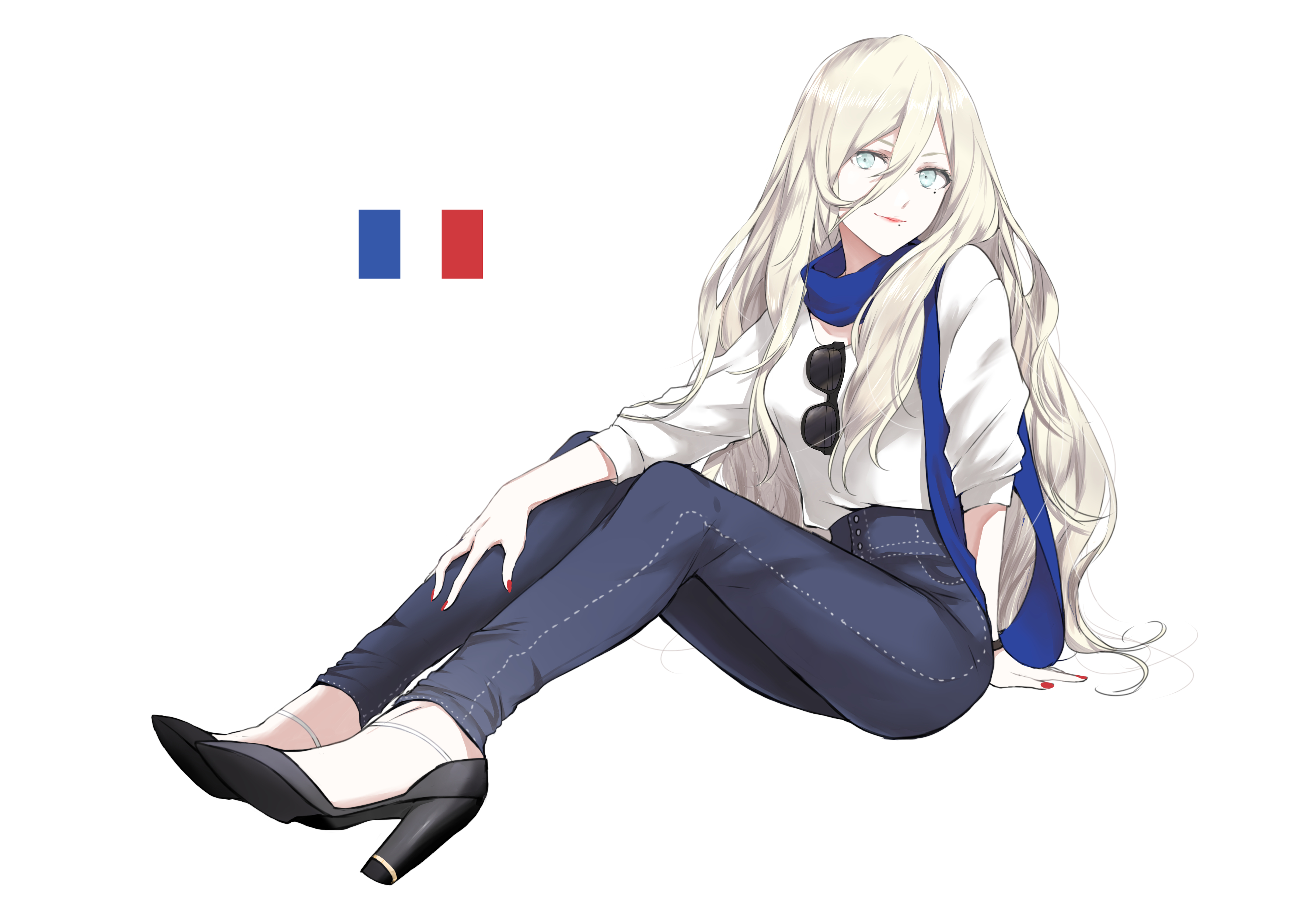 Anime 3541x2508 anime anime girls legs blonde long hair simple background France