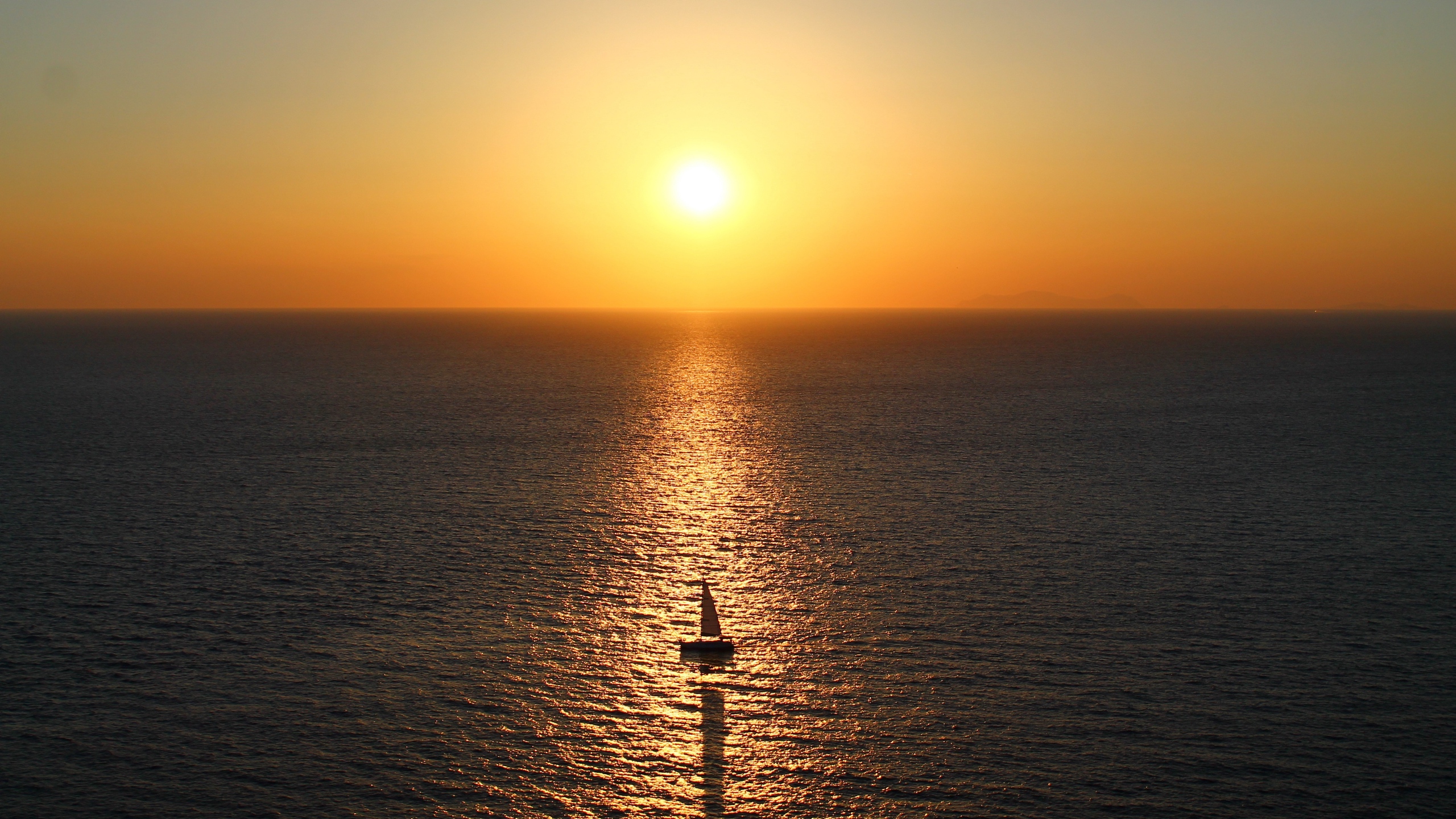 General 2560x1440 water boat Sun horizon orange sky sunset sea vehicle