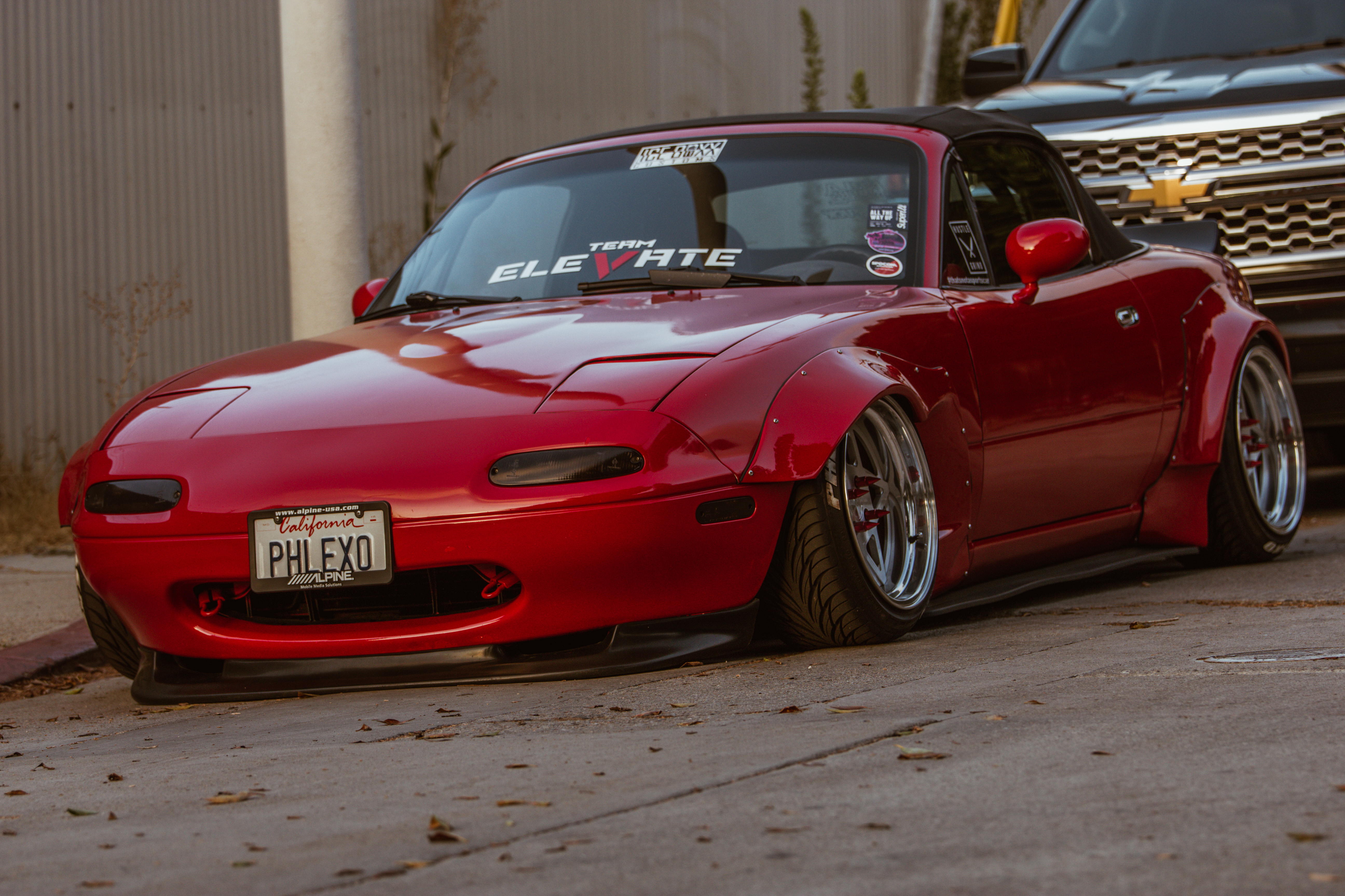 General 5184x3456 Mazda MX-5 widebody car red cars vehicle pop-up headlights Mazda stanced convertible Japanese cars bodykit