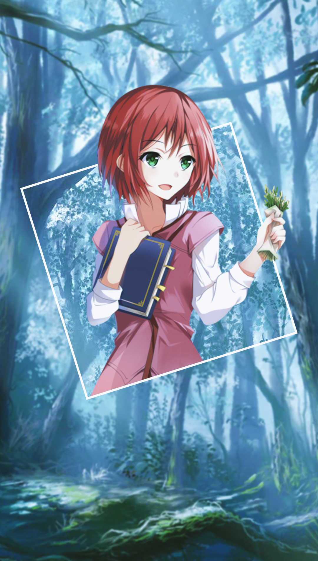 Anime 1080x1902 anime anime girls picture-in-picture forest green eyes
