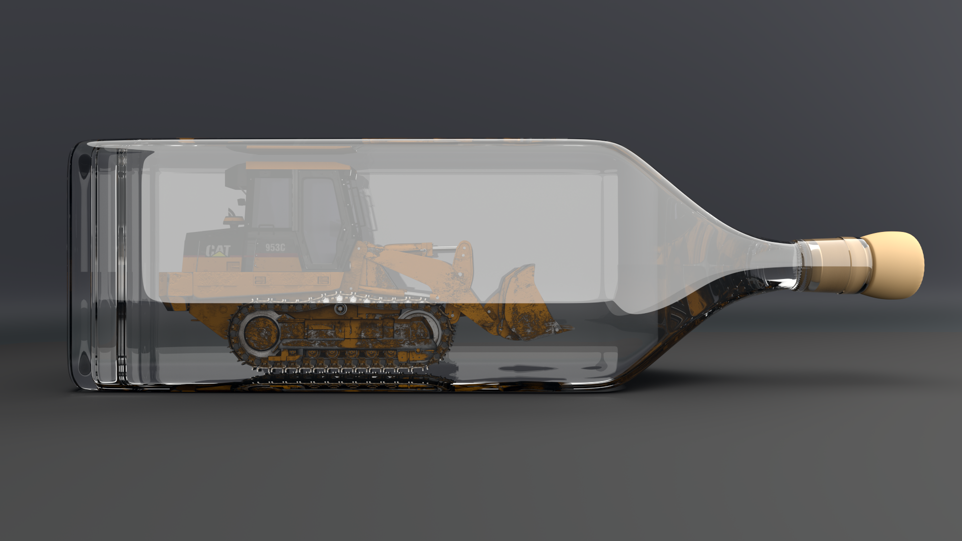 General 1920x1080 dark bulldozer heavy equipment excavators vehicle CGI gray background digital art simple background