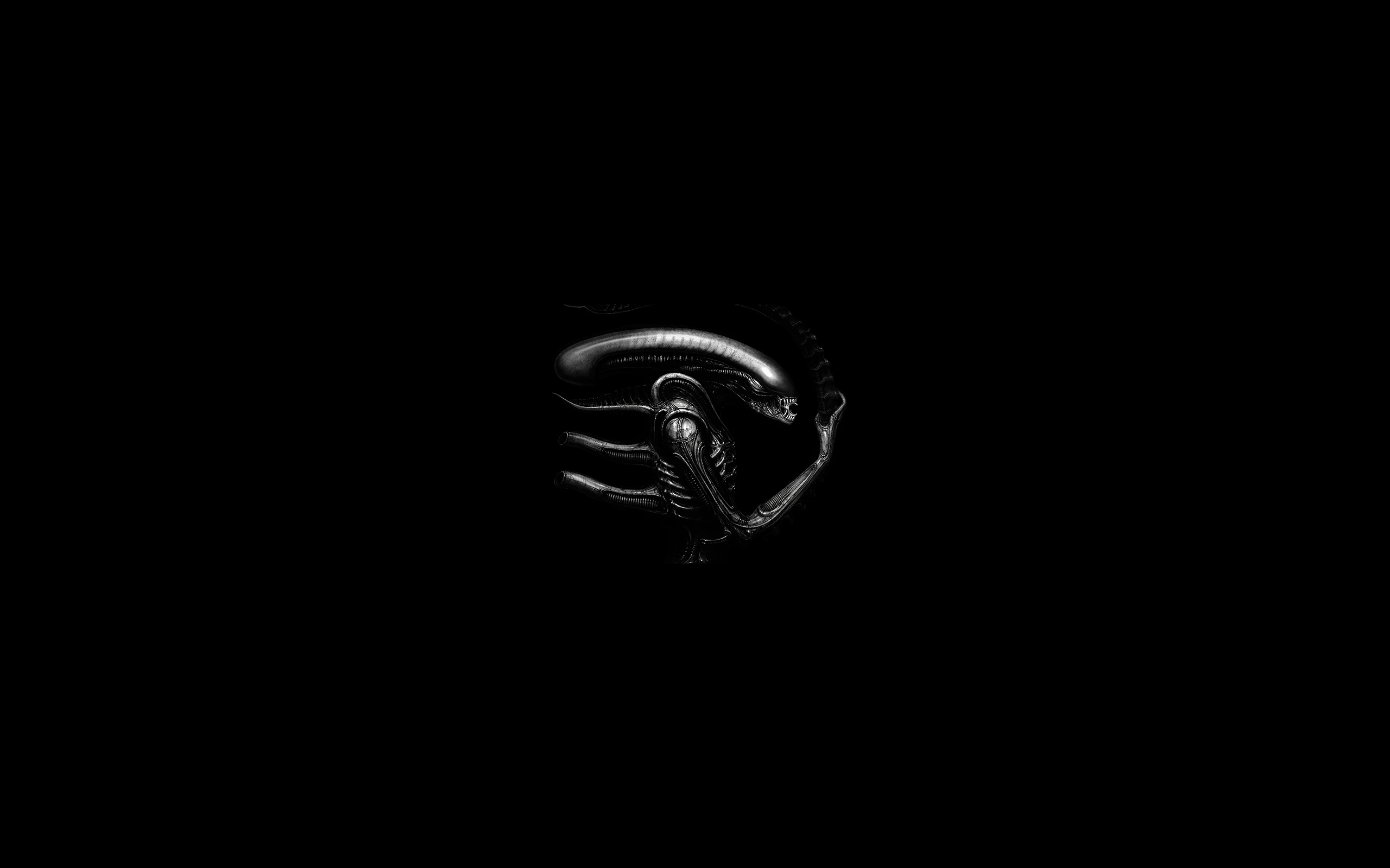 General 2560x1600 Xenomorph monochrome black minimalism science fiction horror Alien (Creature) simple background black background movie characters