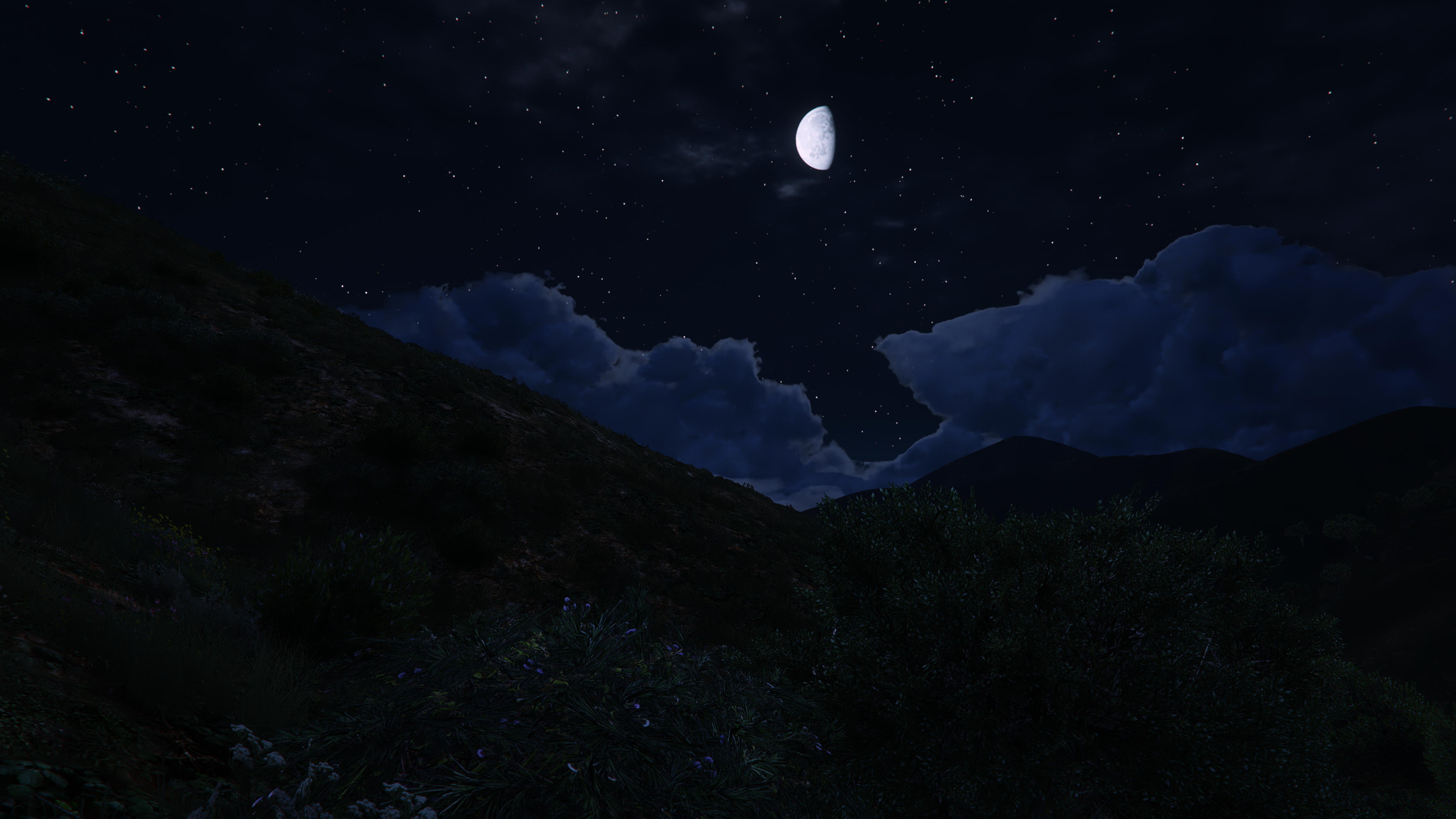 General 3840x2160 Grand Theft Auto V nature landscape moonlight depth of field low light sky stars night