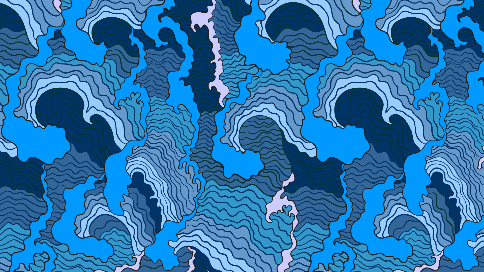 General 1920x1080 artwork waves abstract blue pattern lines
