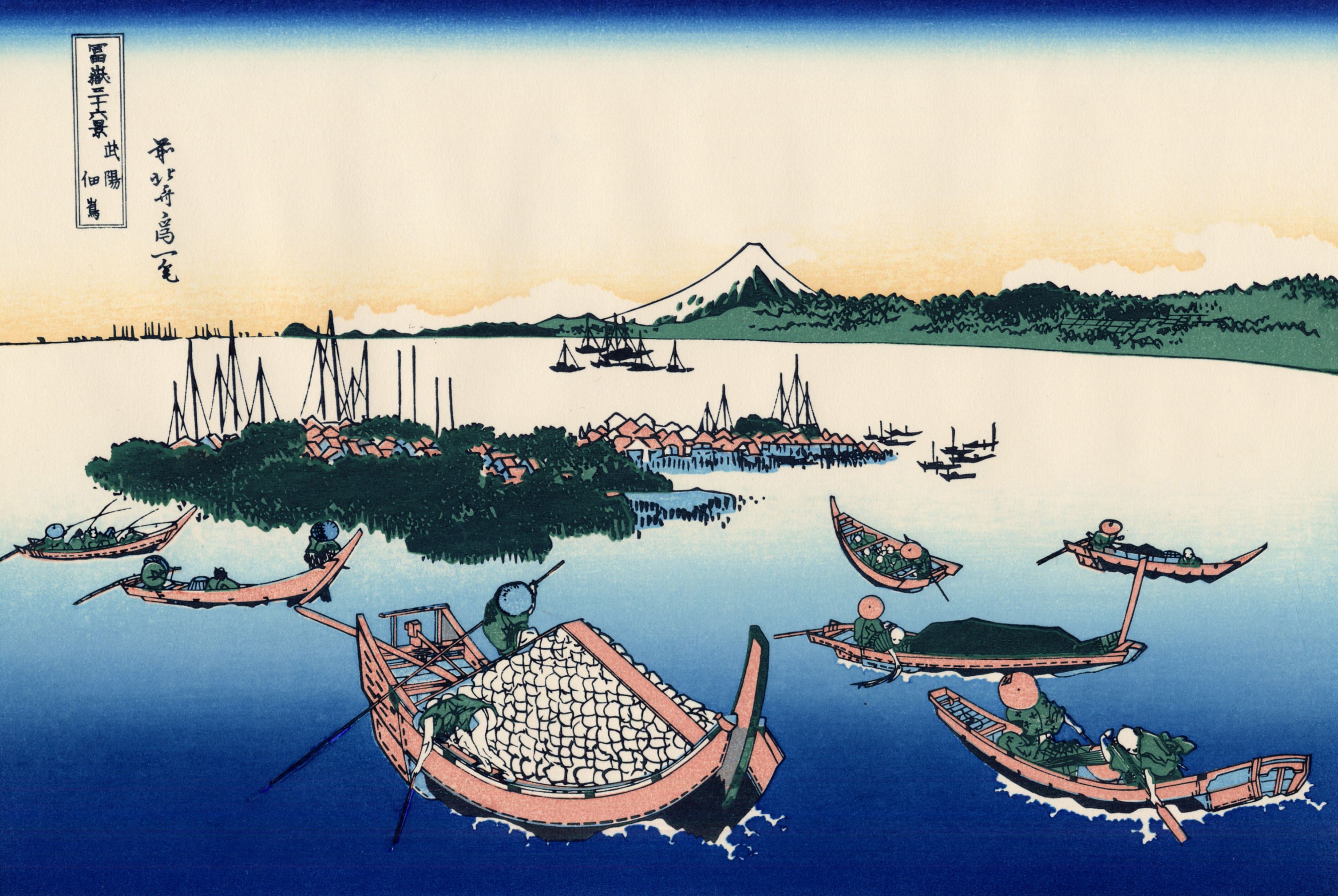 General 4000x2680 Japanese Art Ukiyo-e artwork digital art water boat