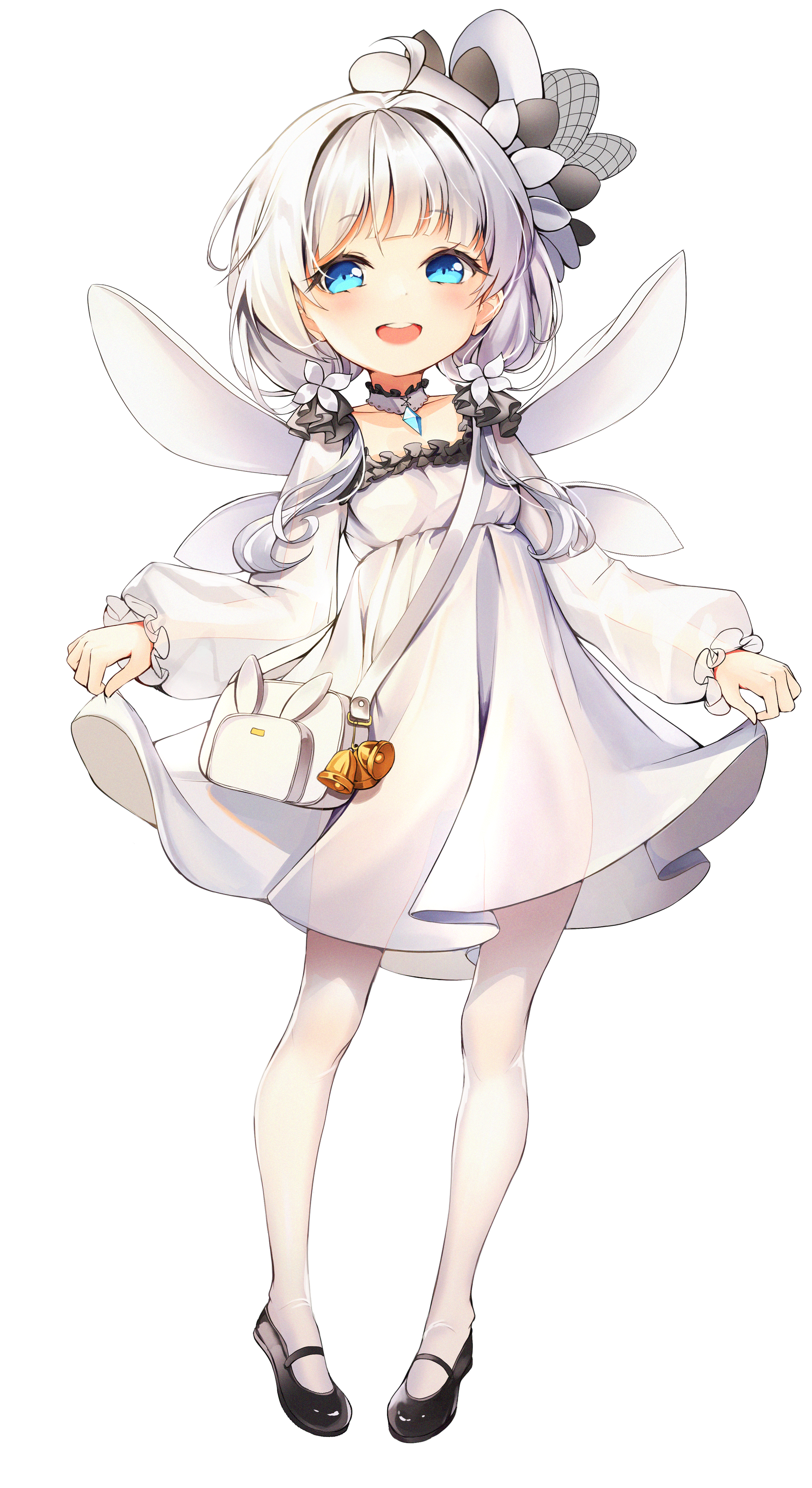 Anime 2318x4245 Little Illustrious (Azur Lane) Azur Lane white dress blue eyes white stockings white hair loli