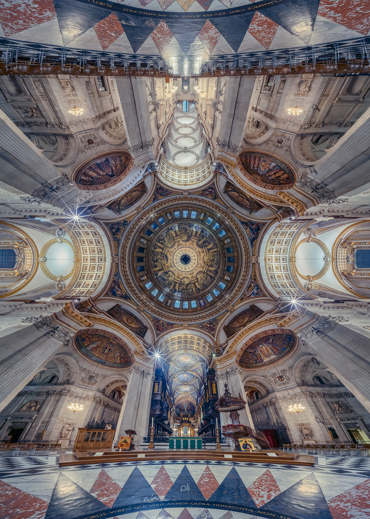 General 1200x1680 architecture interior cathedral Peter Li church ceiling photo manipulation altar portrait display symmetry St. Paul's Cathedral UK London England arch painting