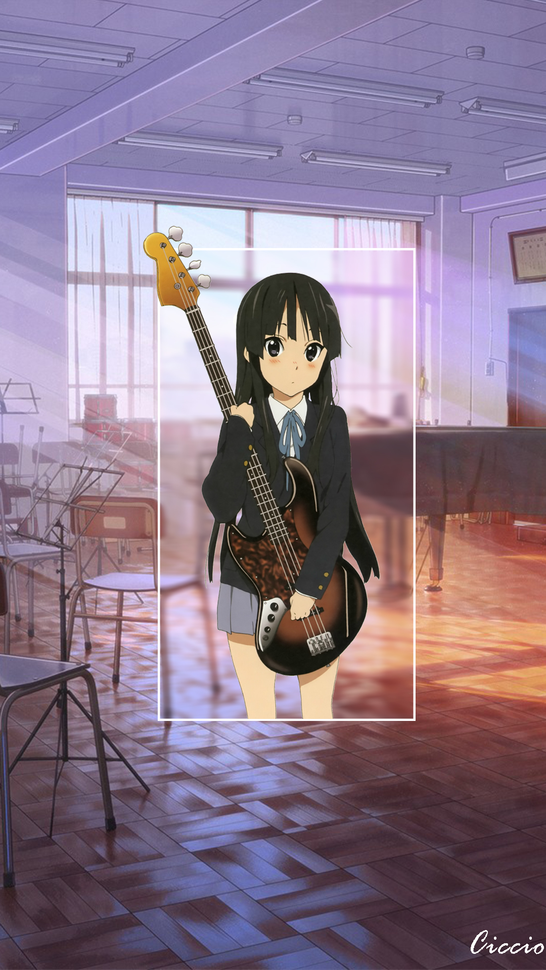 Anime 1080x1920 anime anime girls dark eyes musical instrument K-ON! Akiyama Mio bass guitars