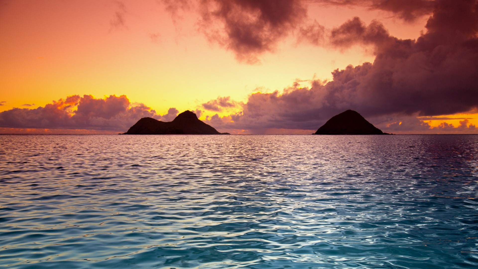 General 1920x1080 nature clouds water water ripples sky sunset horizon sea Hawaii