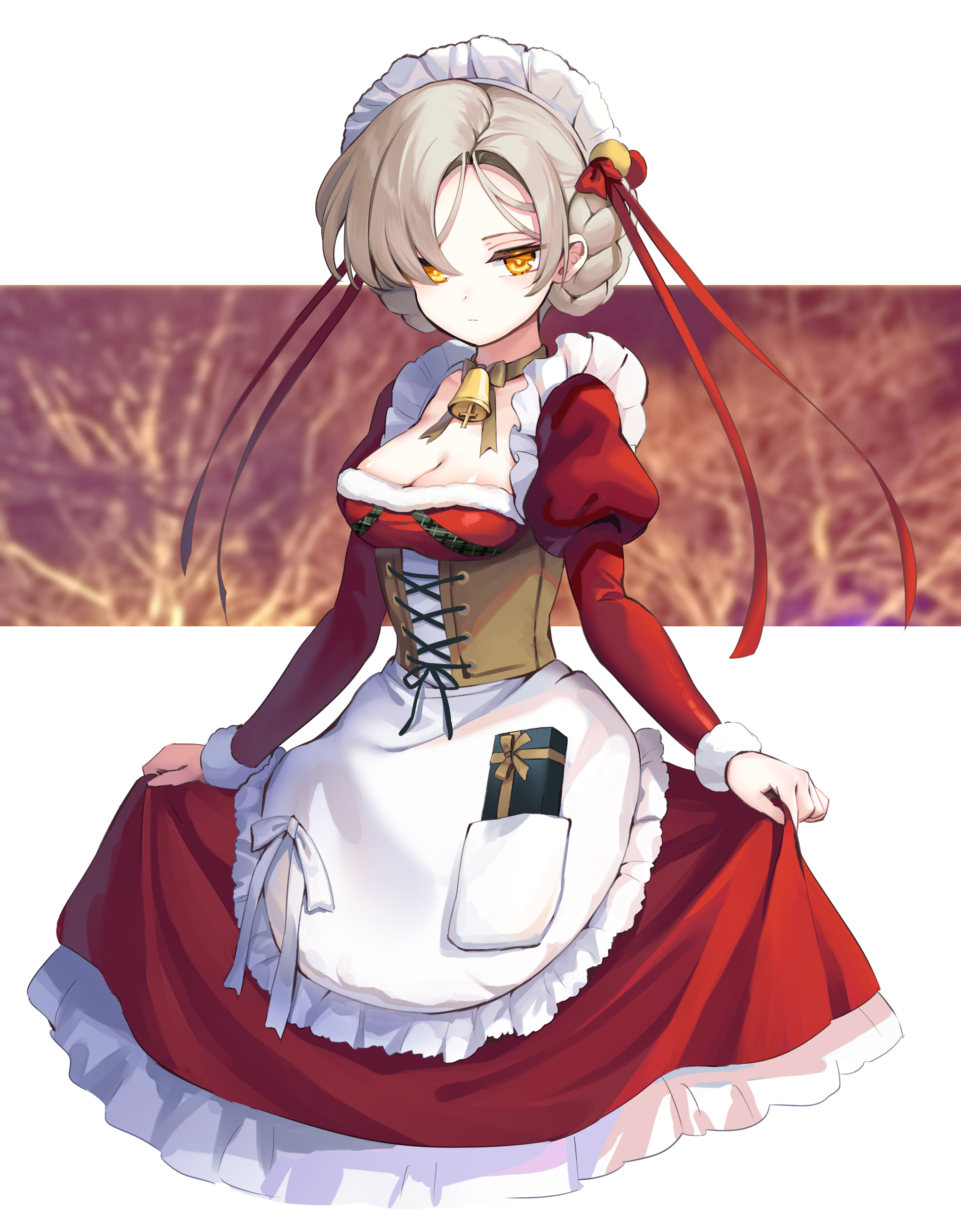 Anime 2043x2620 anime anime girls Azur Lane Sheffield (Azur Lane) Kiyosato maid outfit Christmas cleavage