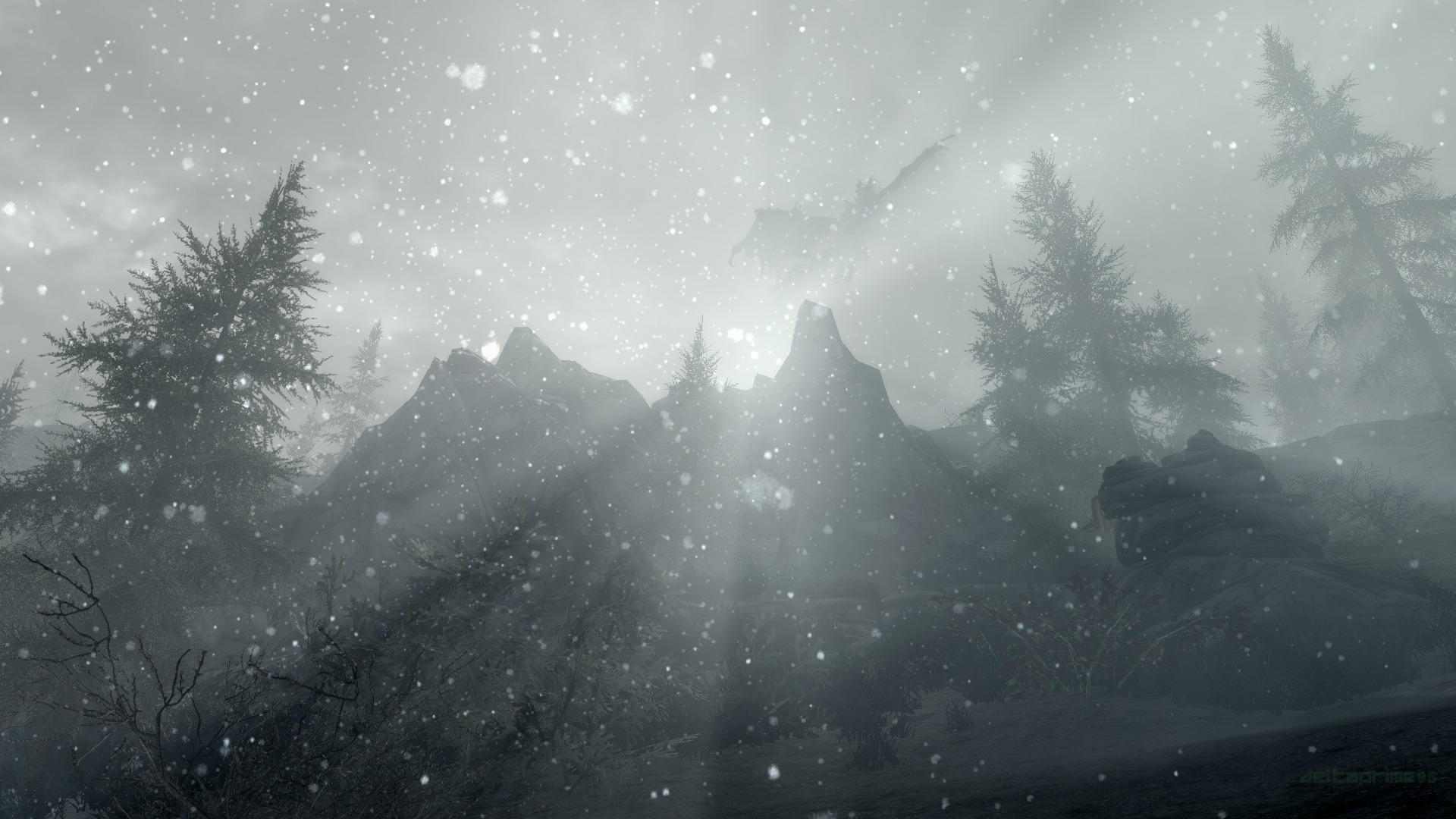 General 1920x1080 Skyrim Remastered The Elder Scrolls V: Skyrim Alduin dragon snowstorm snow sun rays mountains PC gaming