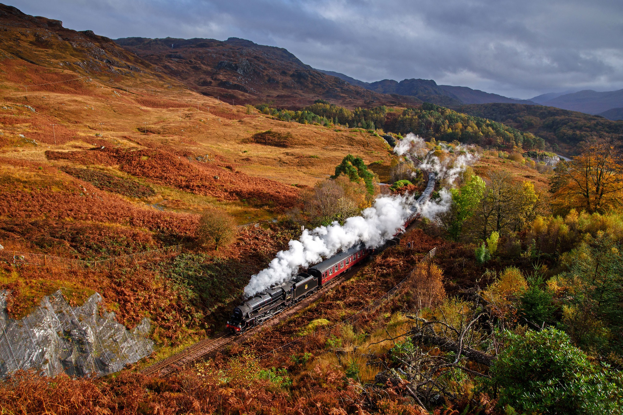 General 2048x1367 Scotland train Steam Train vehicle landscape fall railway