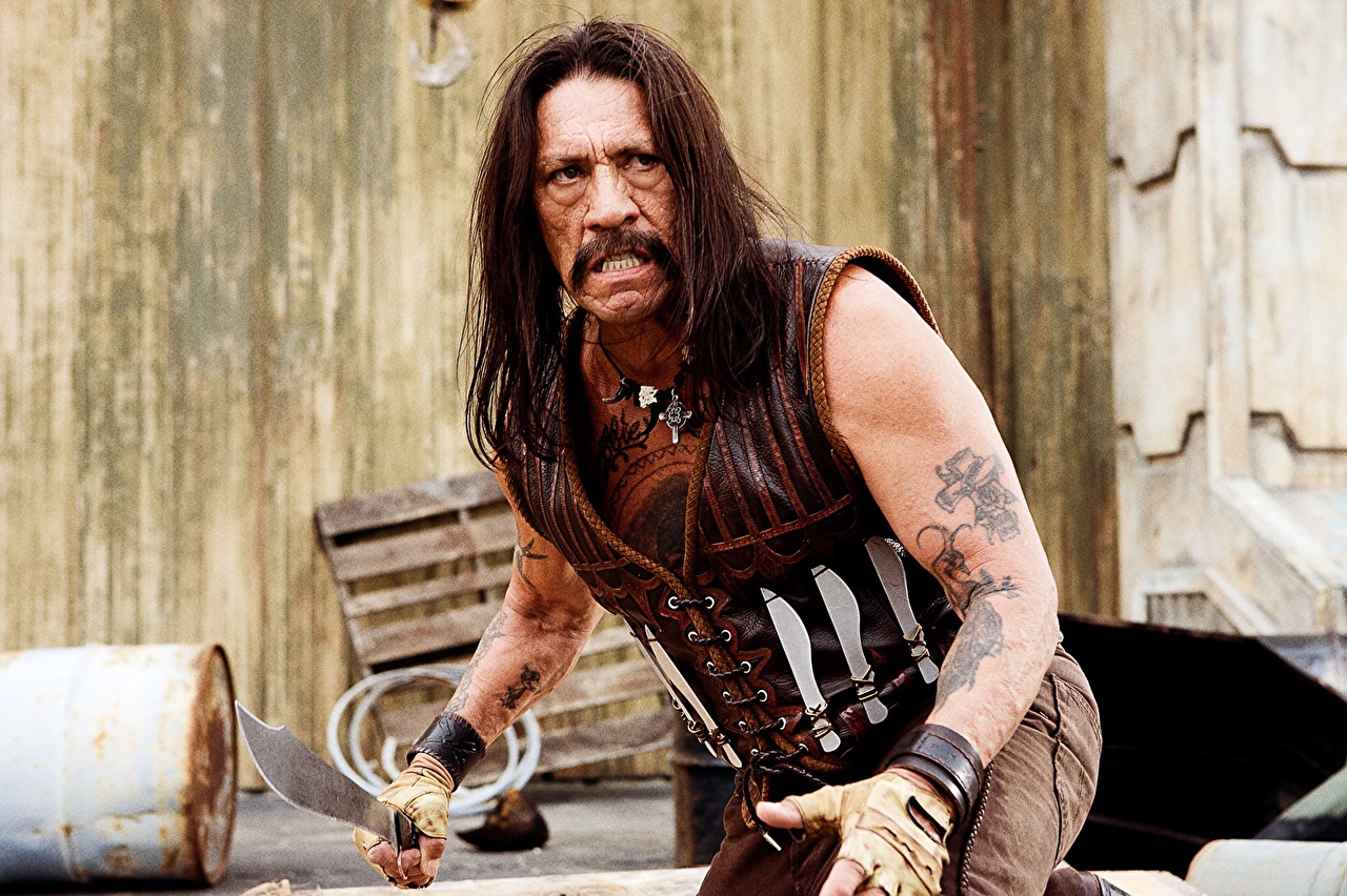 People 1280x852 men actor movies film stills Danny Trejo long hair Machete (movie) tattoo machete angry leather vest moustache