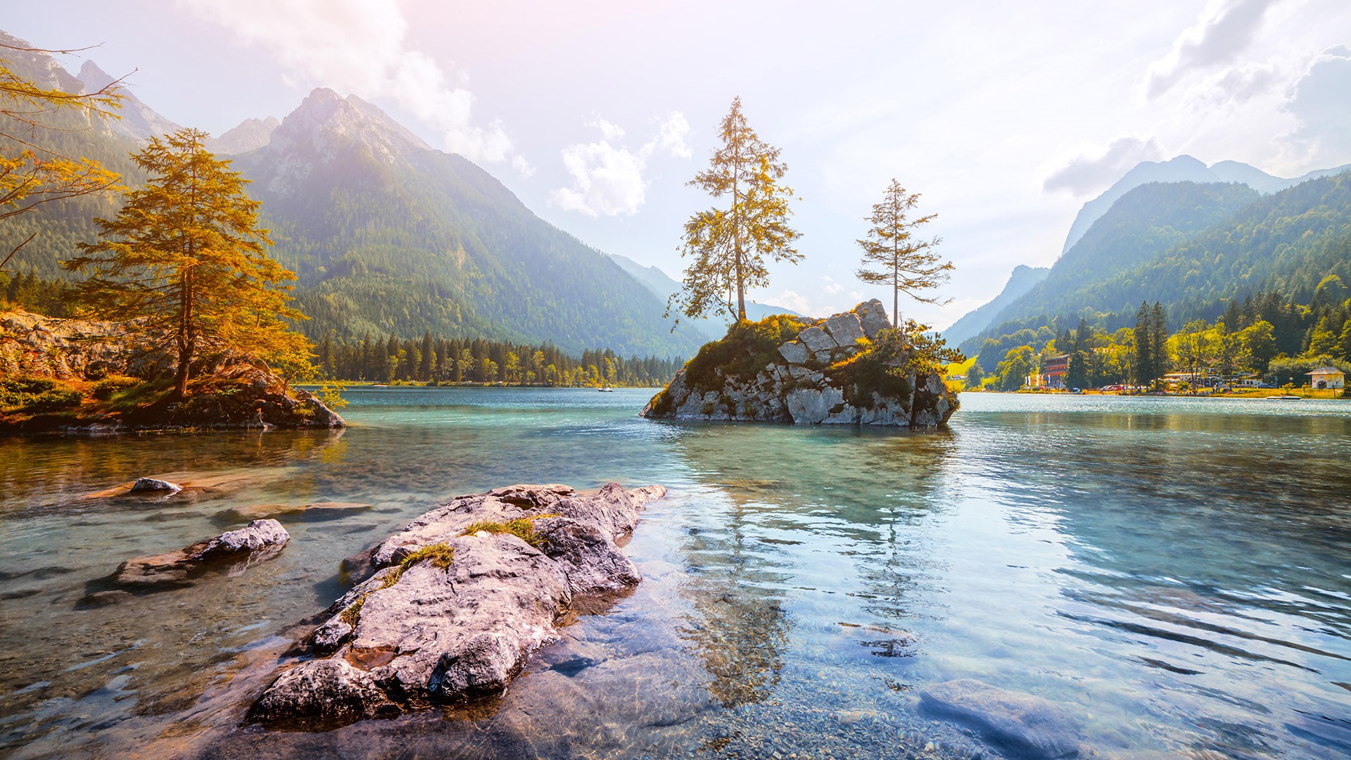 General 1920x1080 forest nature landscape summer mountains valley rocks water ripples Germany Lake Hintersee