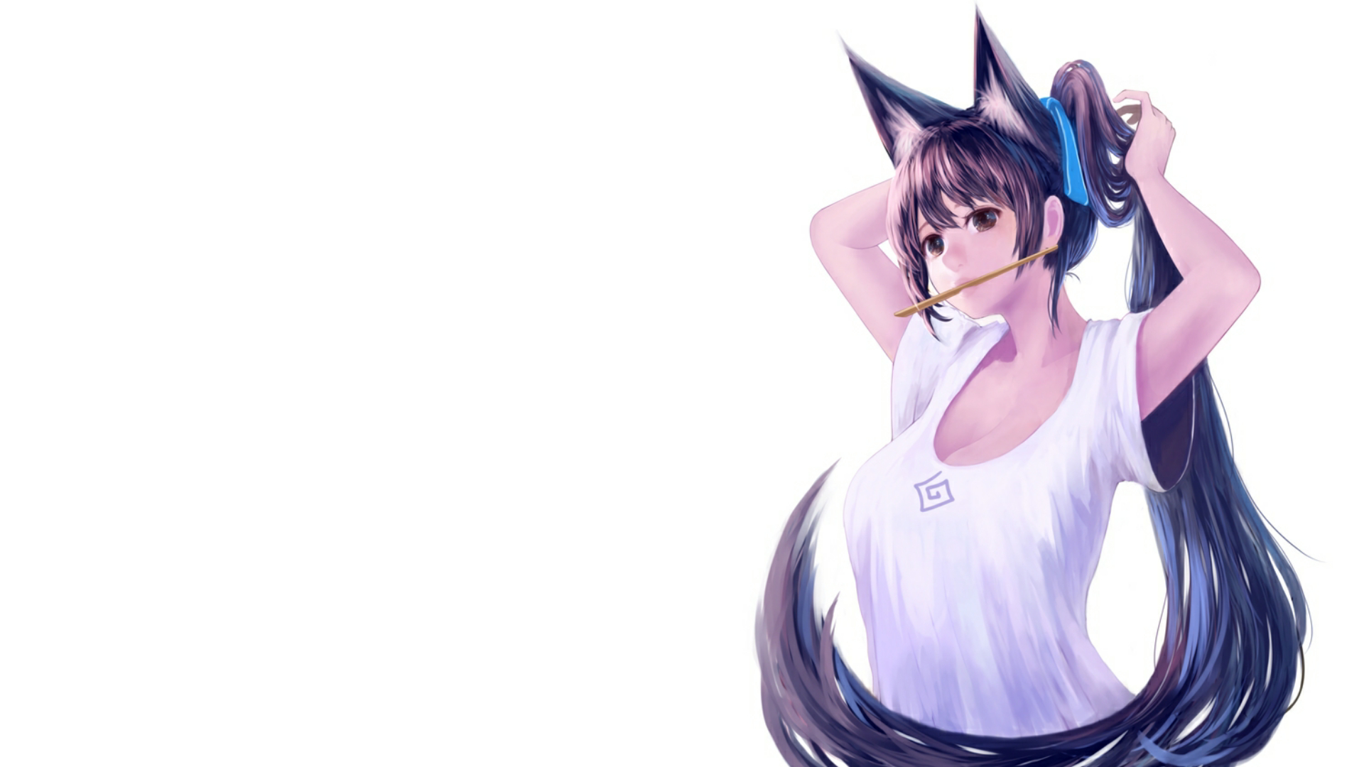 Anime 1920x1080 anime long hair white background simple background