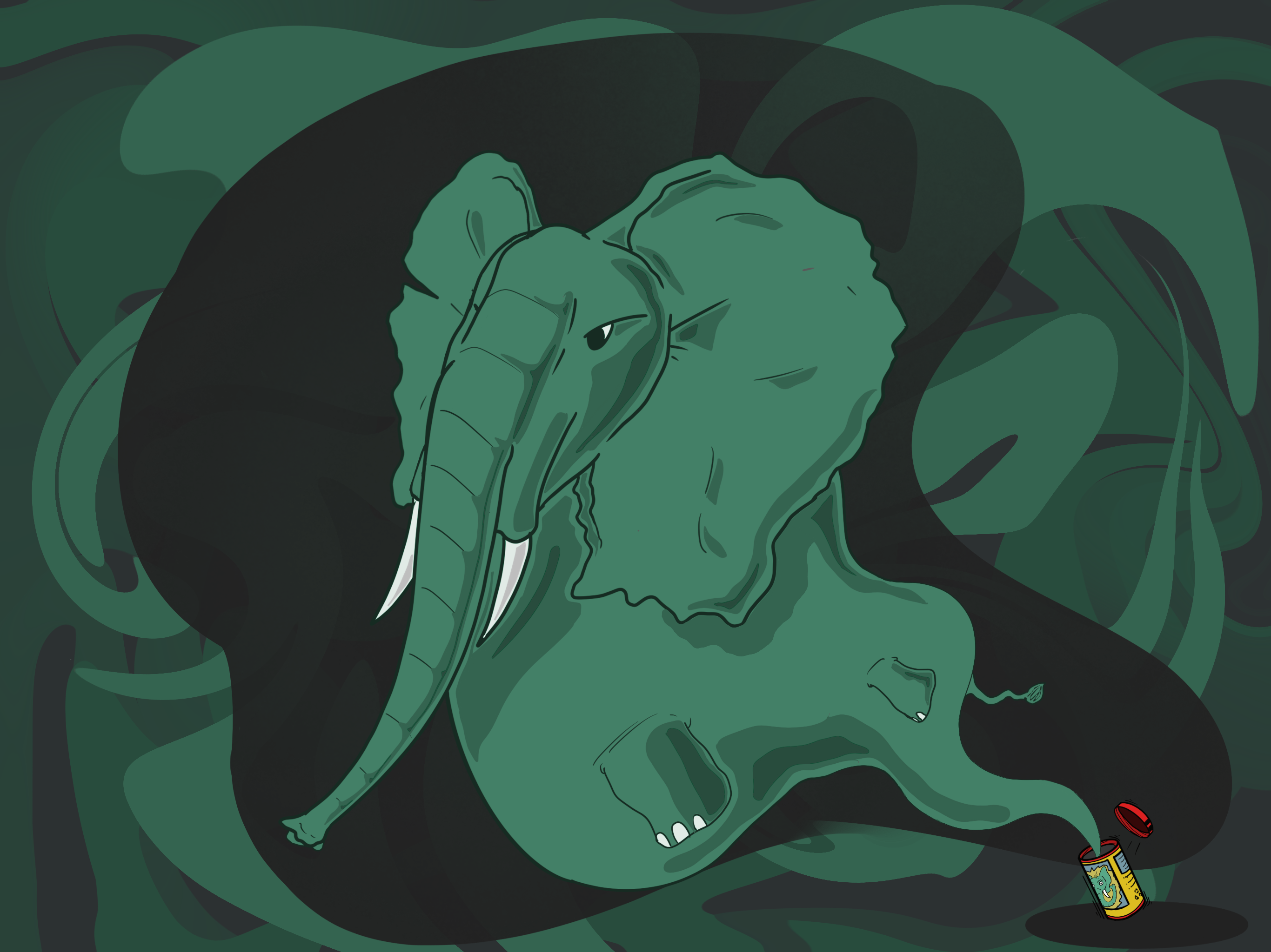 General 2732x2048 elephant abstract artwork animals green