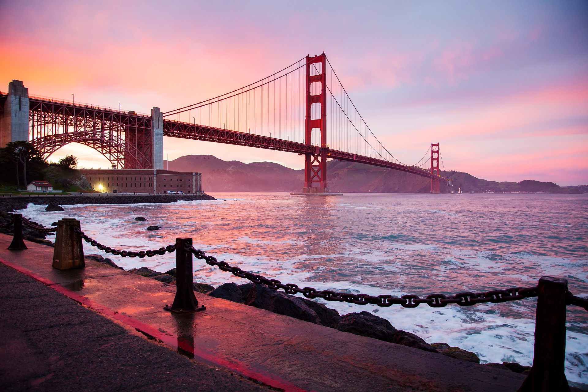 General 1920x1280 bridge Golden Gate Bridge architecture sea sunset suspension bridge USA San Francisco
