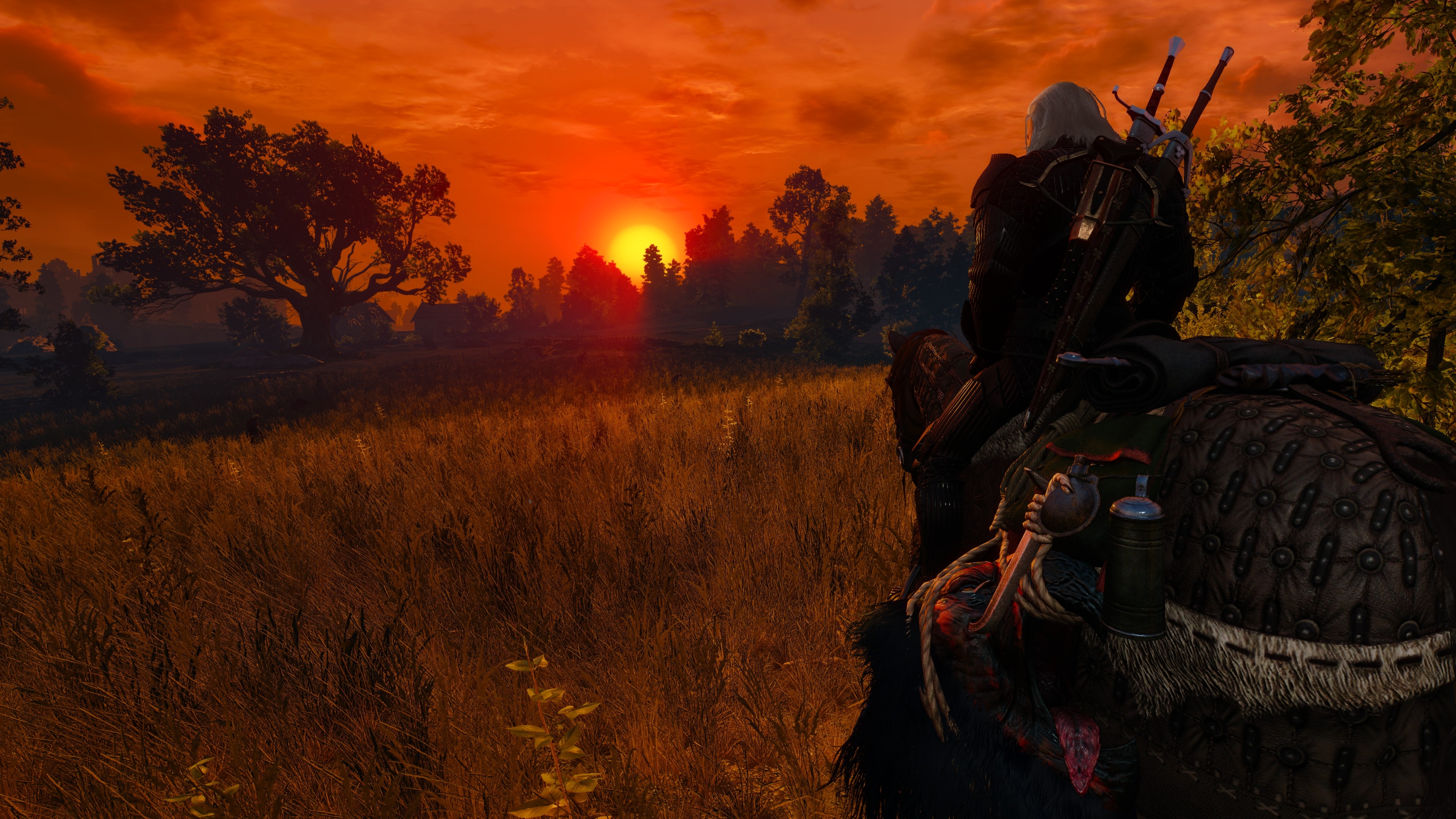 General 3840x2160 The Witcher 3: Wild Hunt Geralt of Rivia Nvidia Ansel screen shot video games PC gaming video game landscape RPG Sun orange sky
