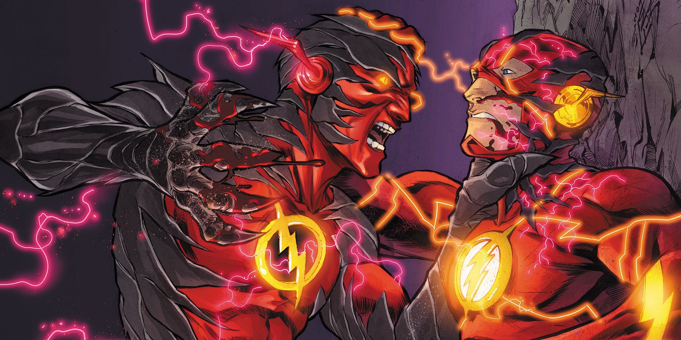 General 2200x1100 DC Comics comic art blood glowing eyes The Flash lightning