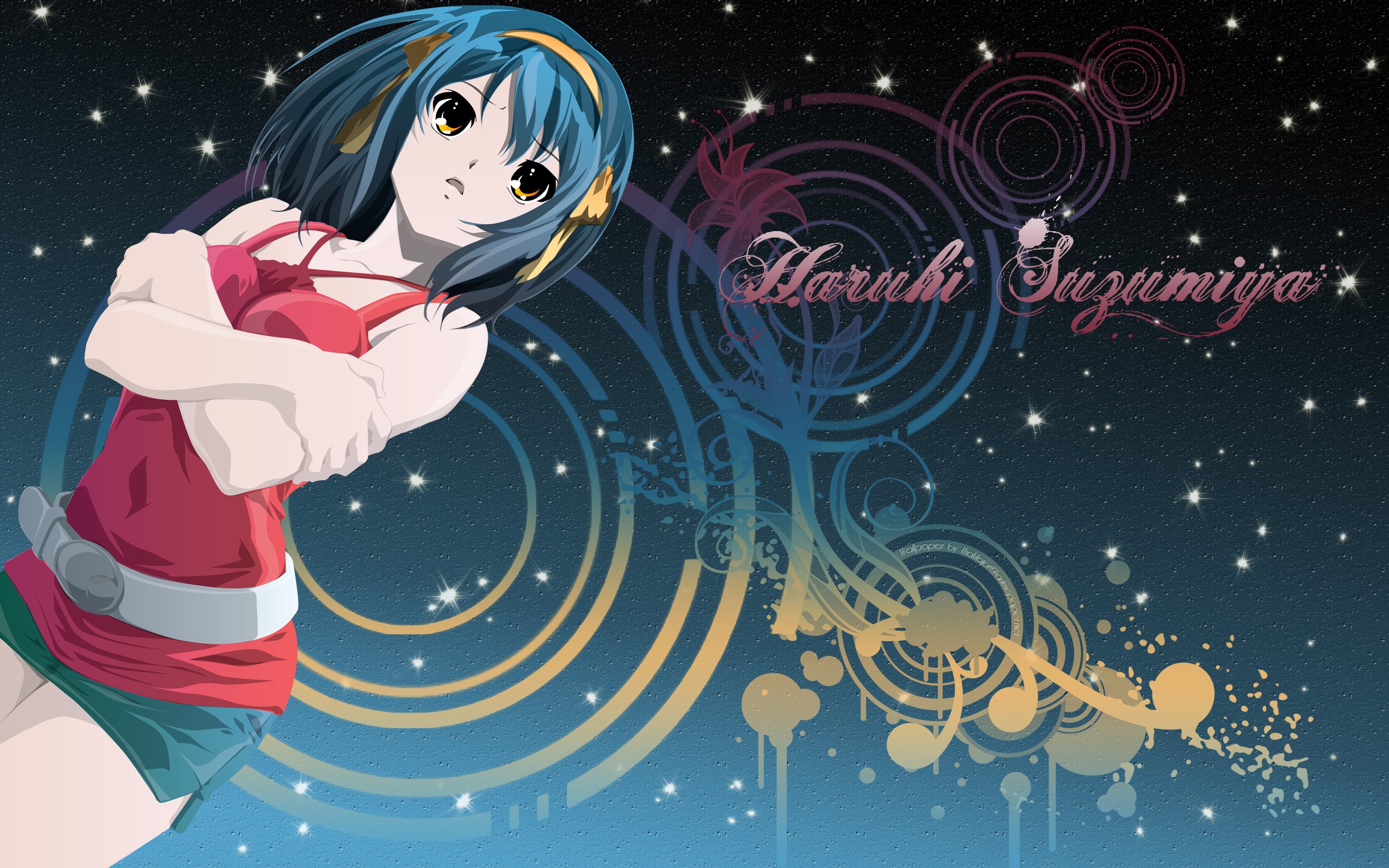 Anime 2560x1600 The Melancholy of Haruhi Suzumiya Suzumiya Haruhi anime anime girls arms crossed